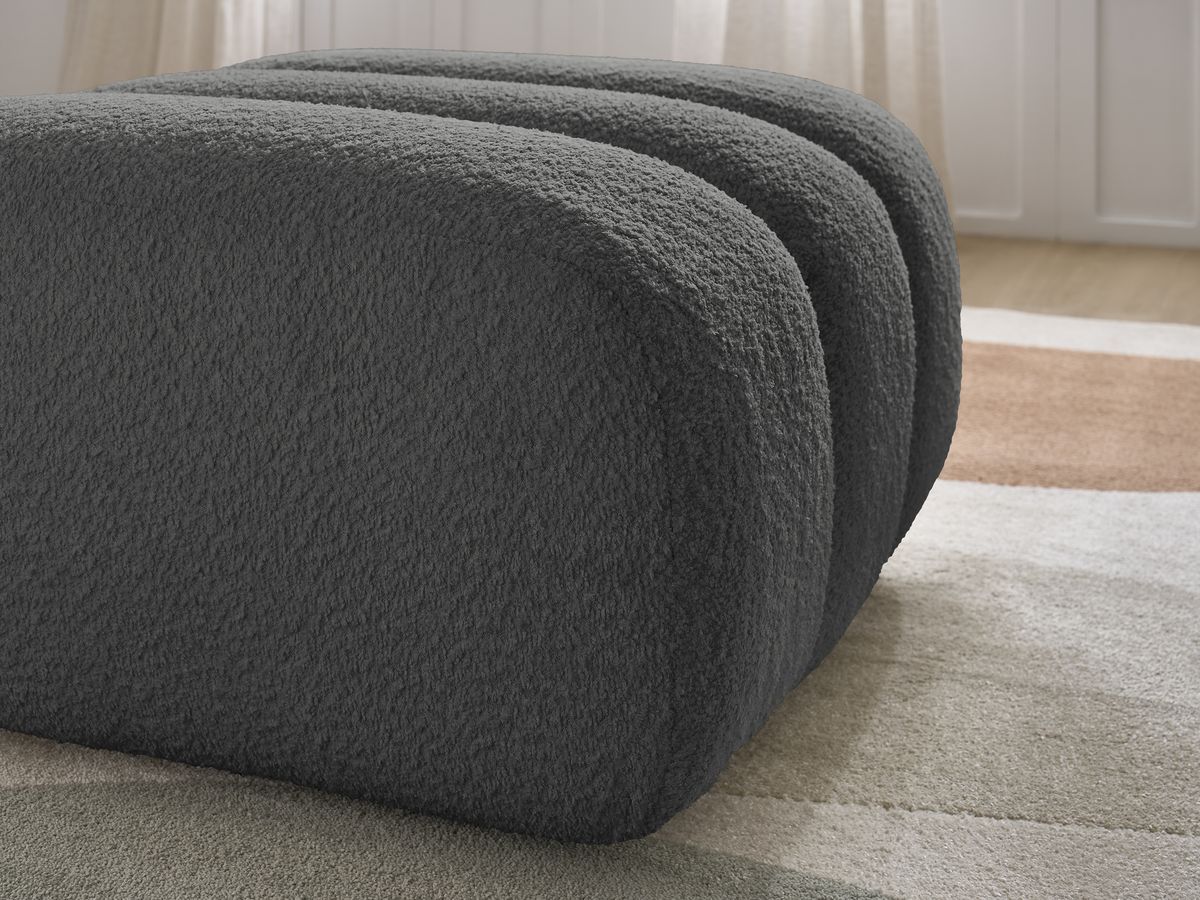 Bobochic Talia Pouf Bouclé-Stoff Dunkelgrau