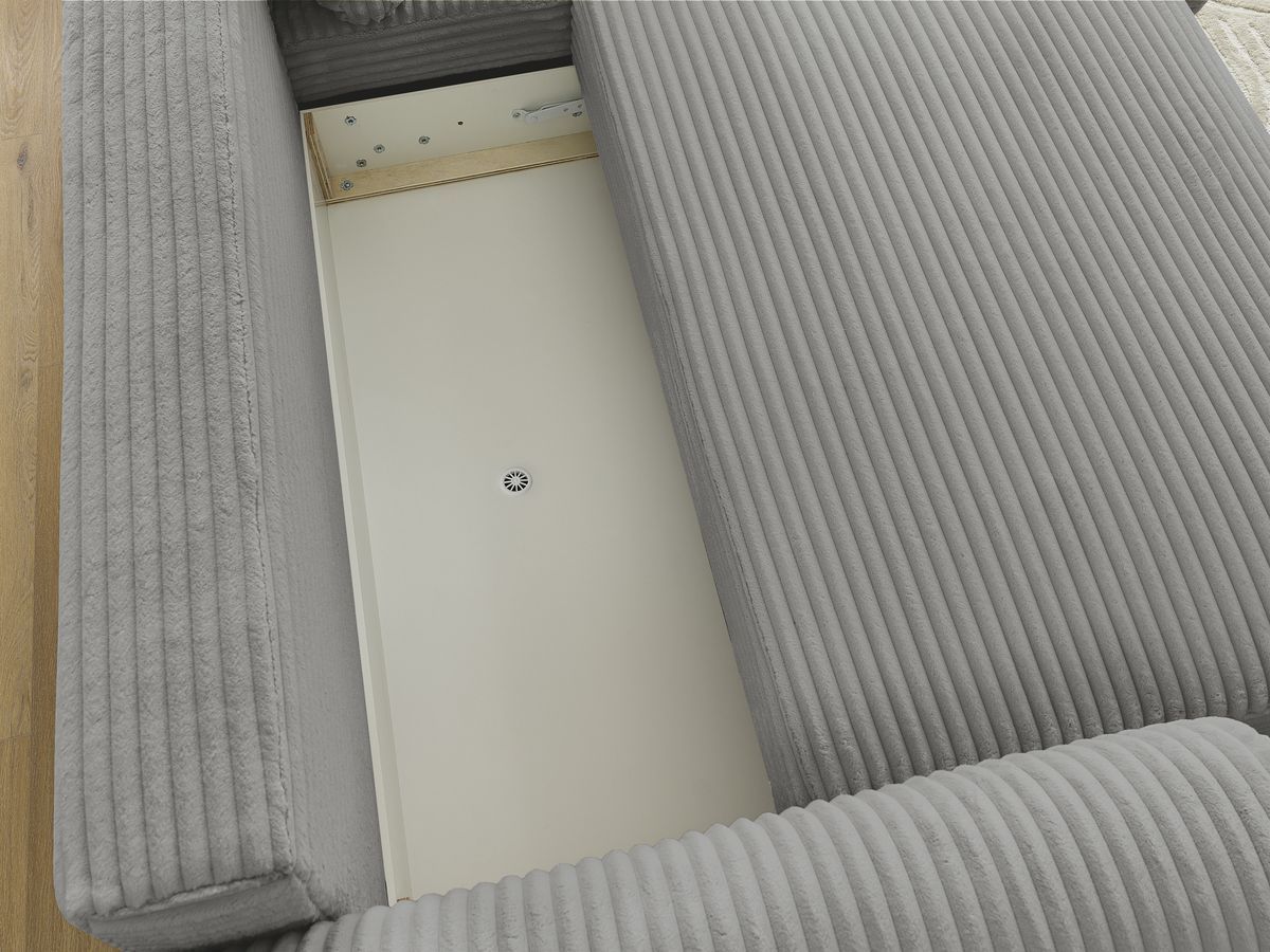 Bobochic Lucien Ecksofa mit Schlaffunktion und Bettkasten 314 × 167 cm Breitcord weich Dunkelgrau Ecke rechts