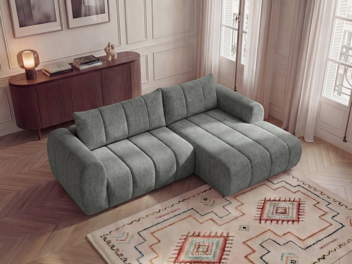 Bobochic Nesty Ecksofa 272 cm Melange-Stoff Dunkelgrau Ecke rechts