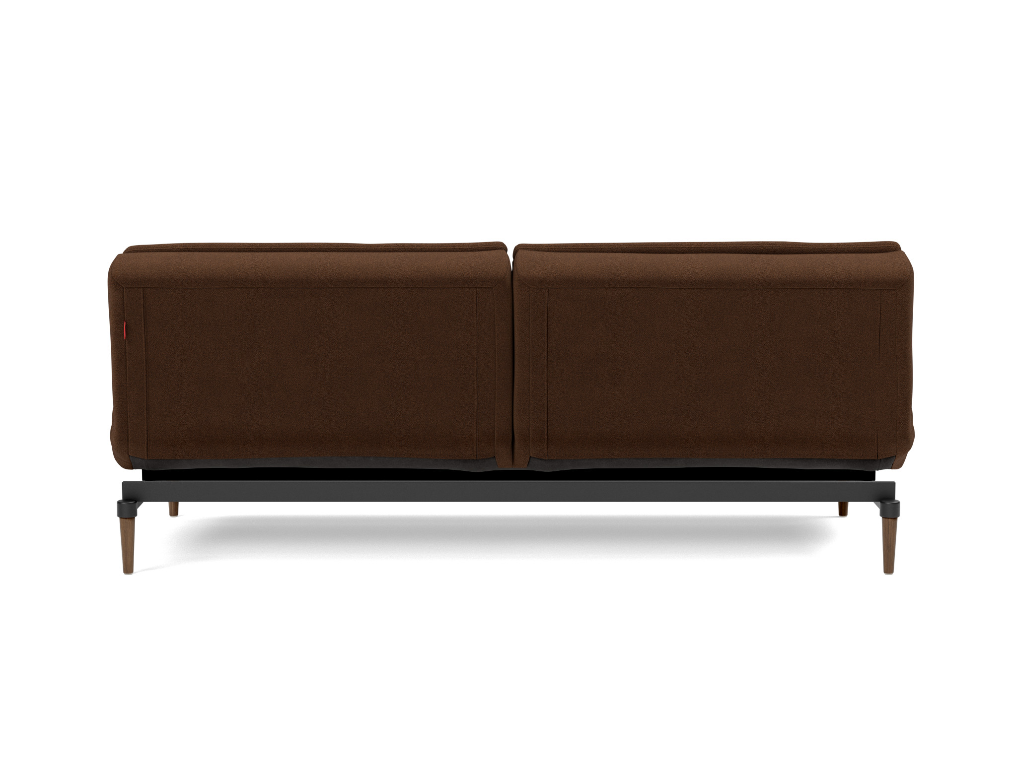 Schlafsofa Dublexo Strukturierter Stoff Taura 359-Cappuccino Beine Styletto Eiche dunkel