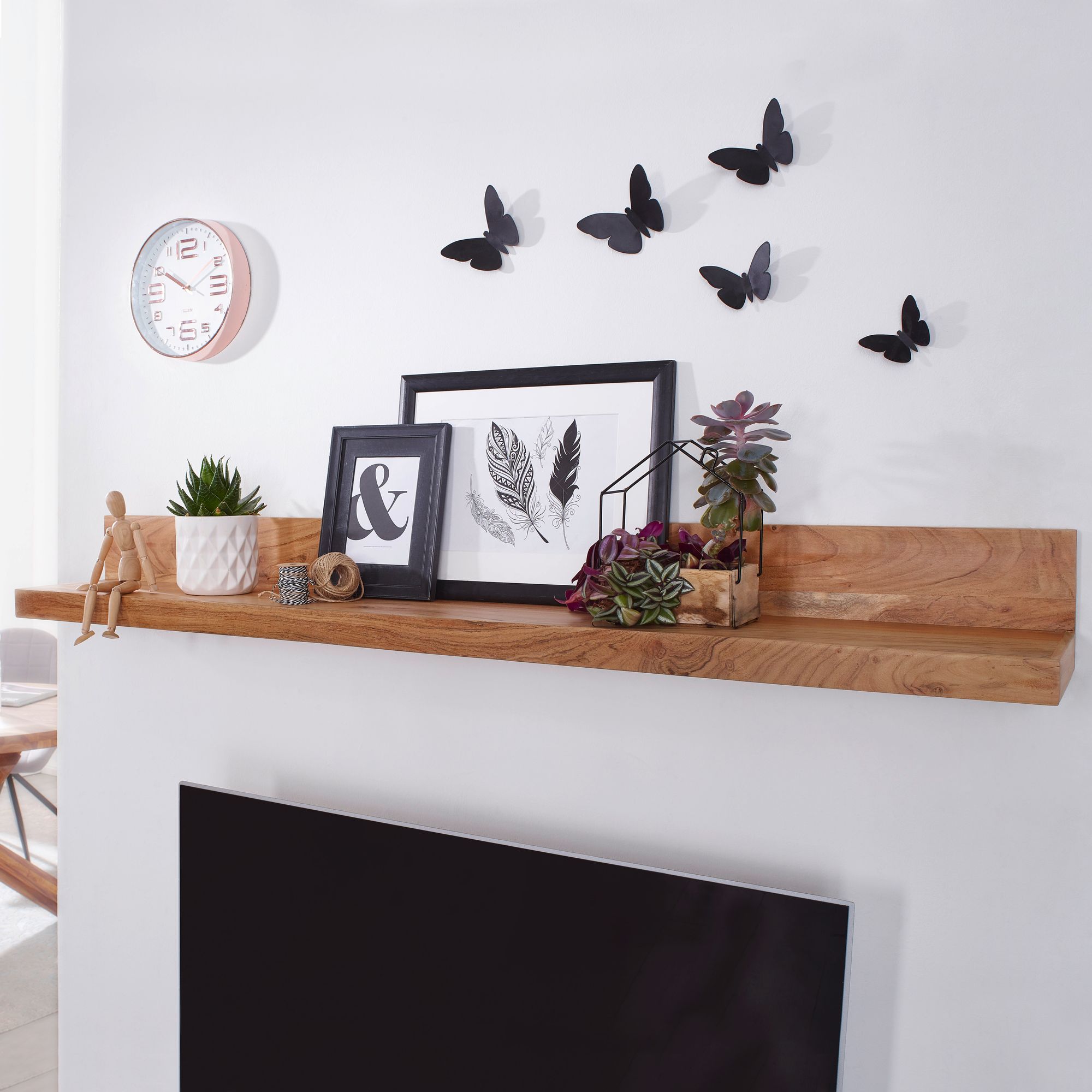 Wandregal Aalvik Massivholz Akazie 160 × 24 × 17 cm