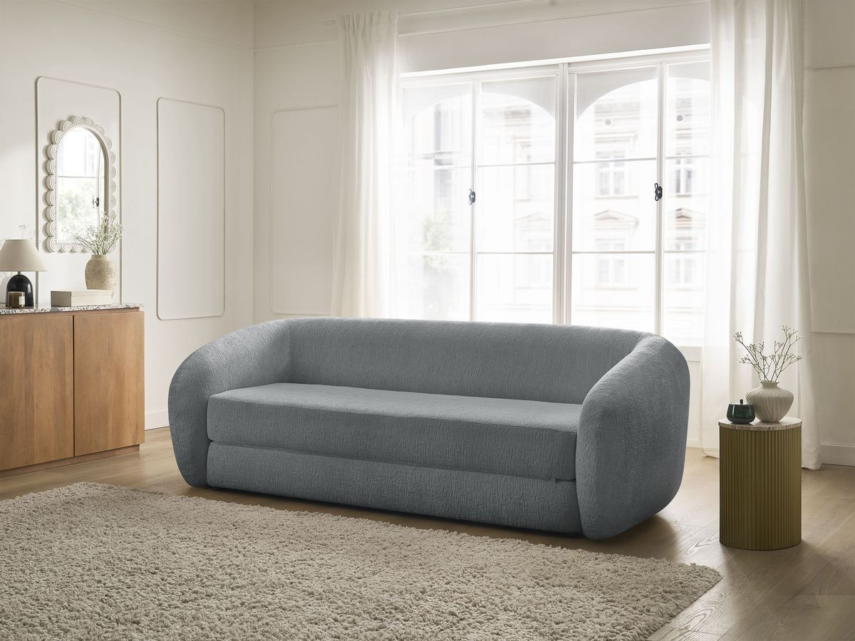 Bobochic Neyo Schlafsofa 3-Sitzer Strukturstoff Dunkelgrau