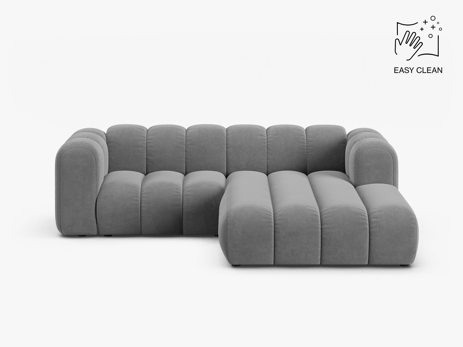 Micadoni Modulares Ecksofa Lupine 3-Sitzer Samt Venus Hellgrau Rechts