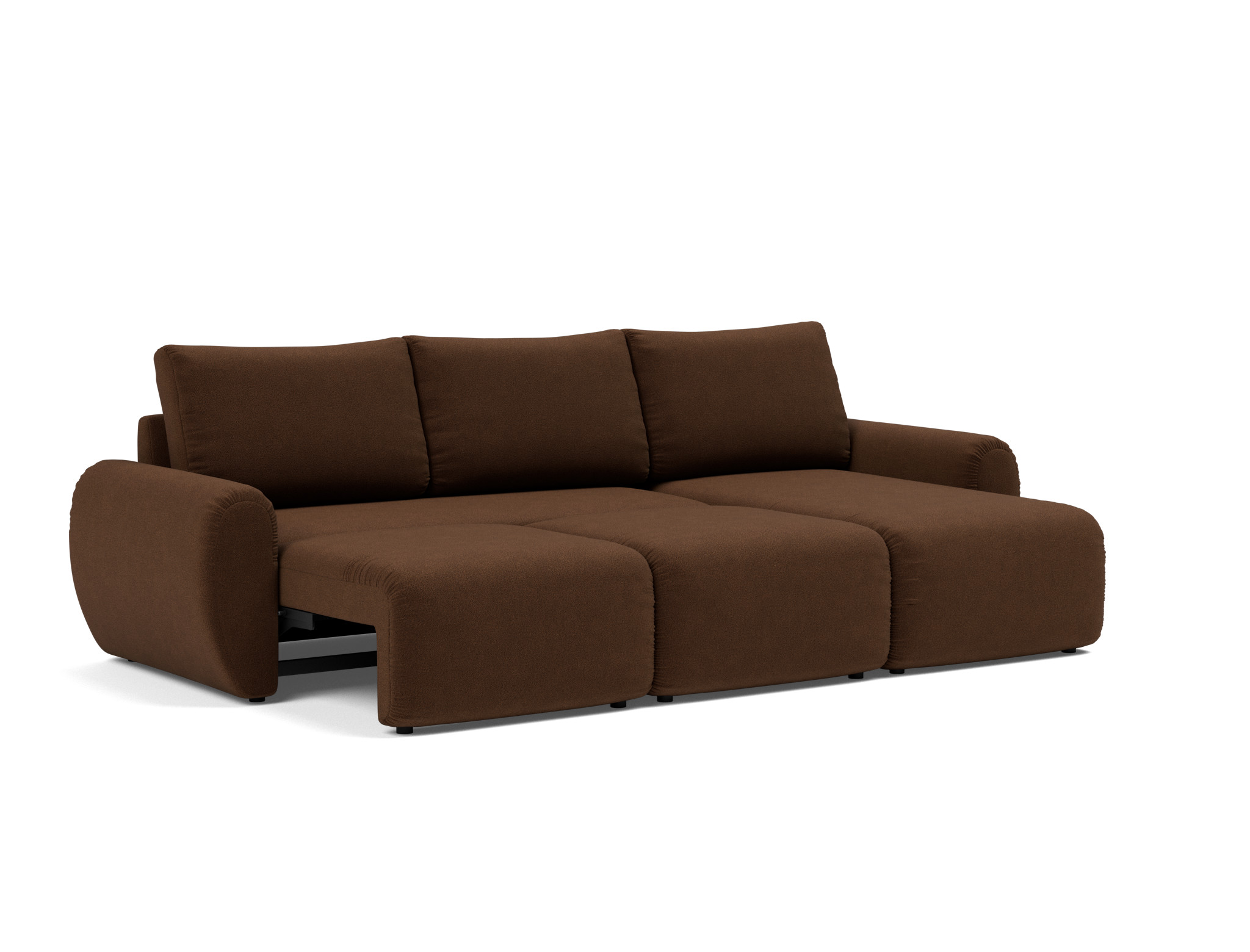 Schlafsofa Norum mit Chaiselongue und Curve-Armlehnen Strukturierter Stoff Taura 359-Cappuccino