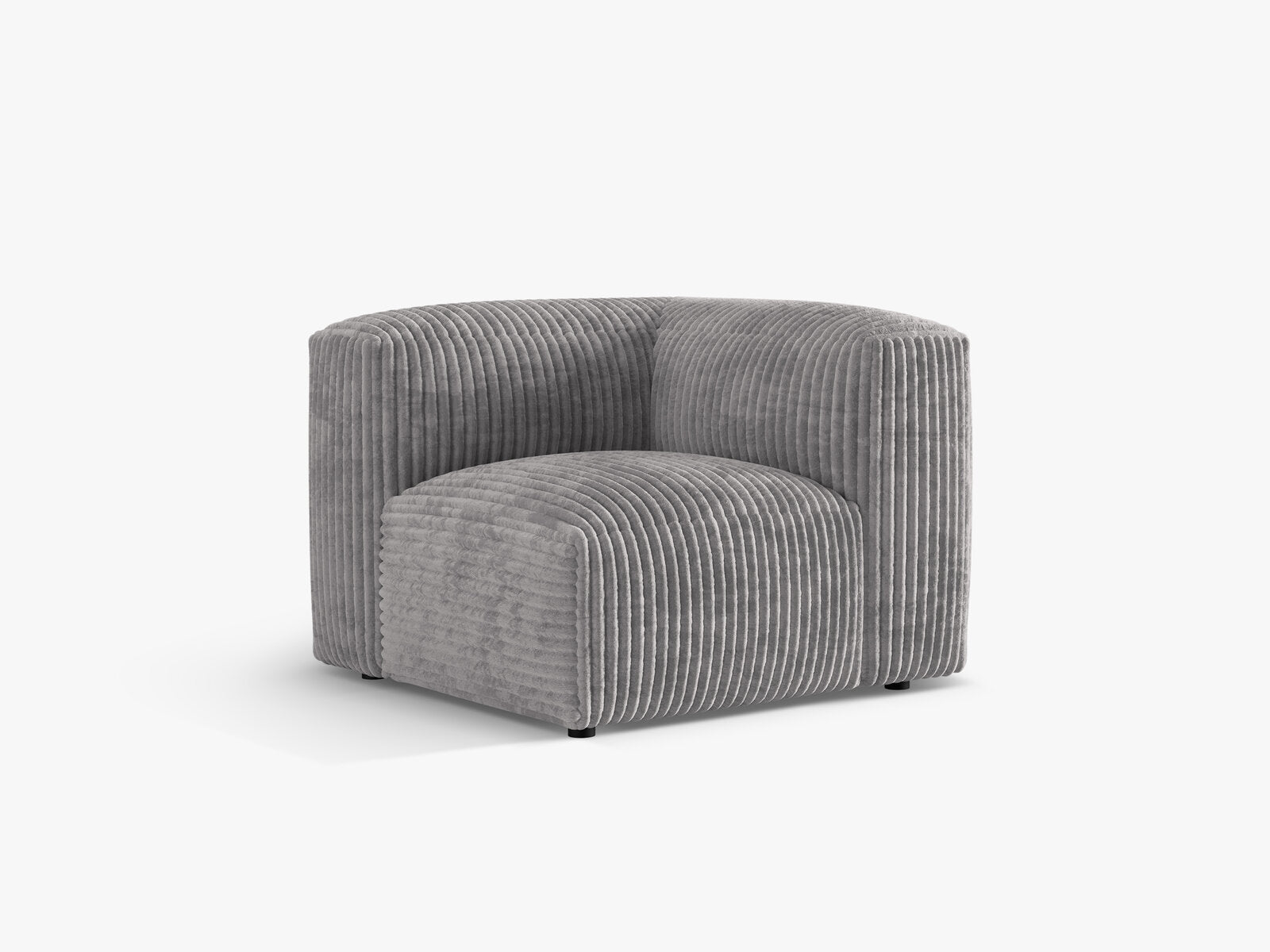 Micadoni Eckmodul Martina 1-Sitzer Klein Kord Tilia Hellgrau