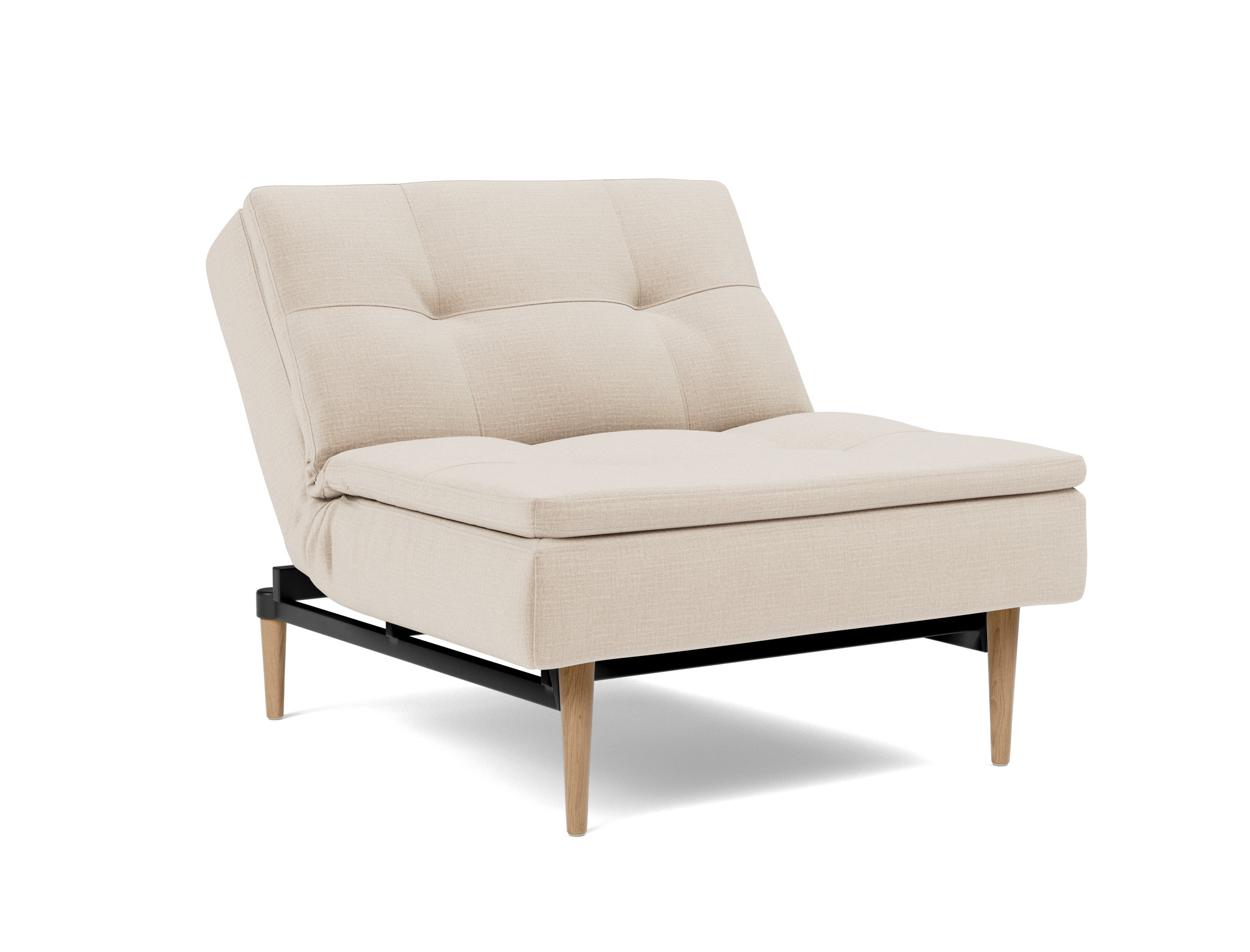Sessel Dublexo Chenille Esina 410-Almond-Beige Beine Styletto Eiche hell