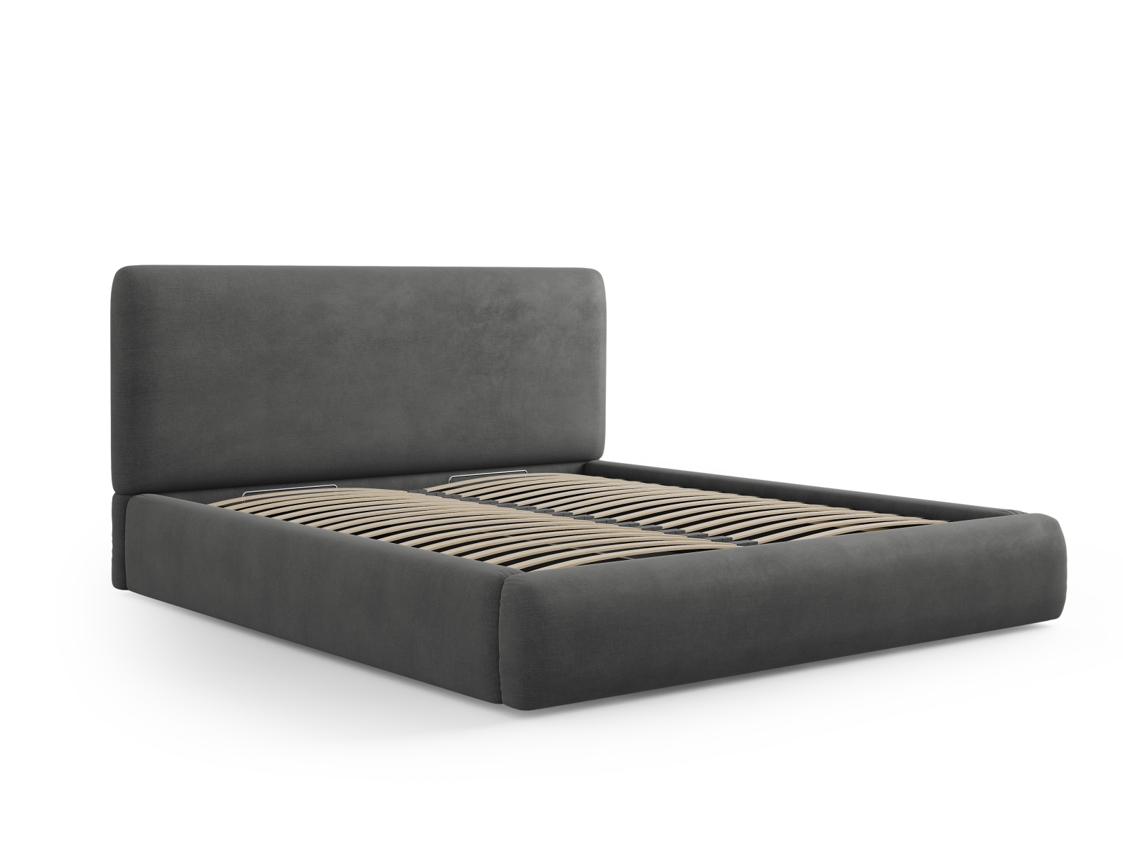 Cosmopolitan Design Stauraumbett mit Kopfteil Colonel 200x200 Chenille Rebel Dunkelgrau
