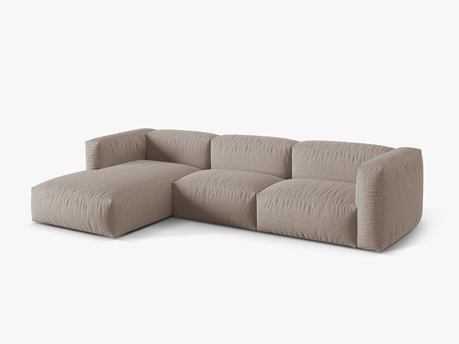 Micadoni Ecksofa Martina 3-Sitzer Links Strukturierter Stoff Boston Dunkelbeige