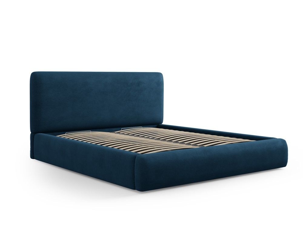 Cosmopolitan Design Stauraumbett mit Kopfteil Colonel 160x200 Chenille Rebel Königsblau