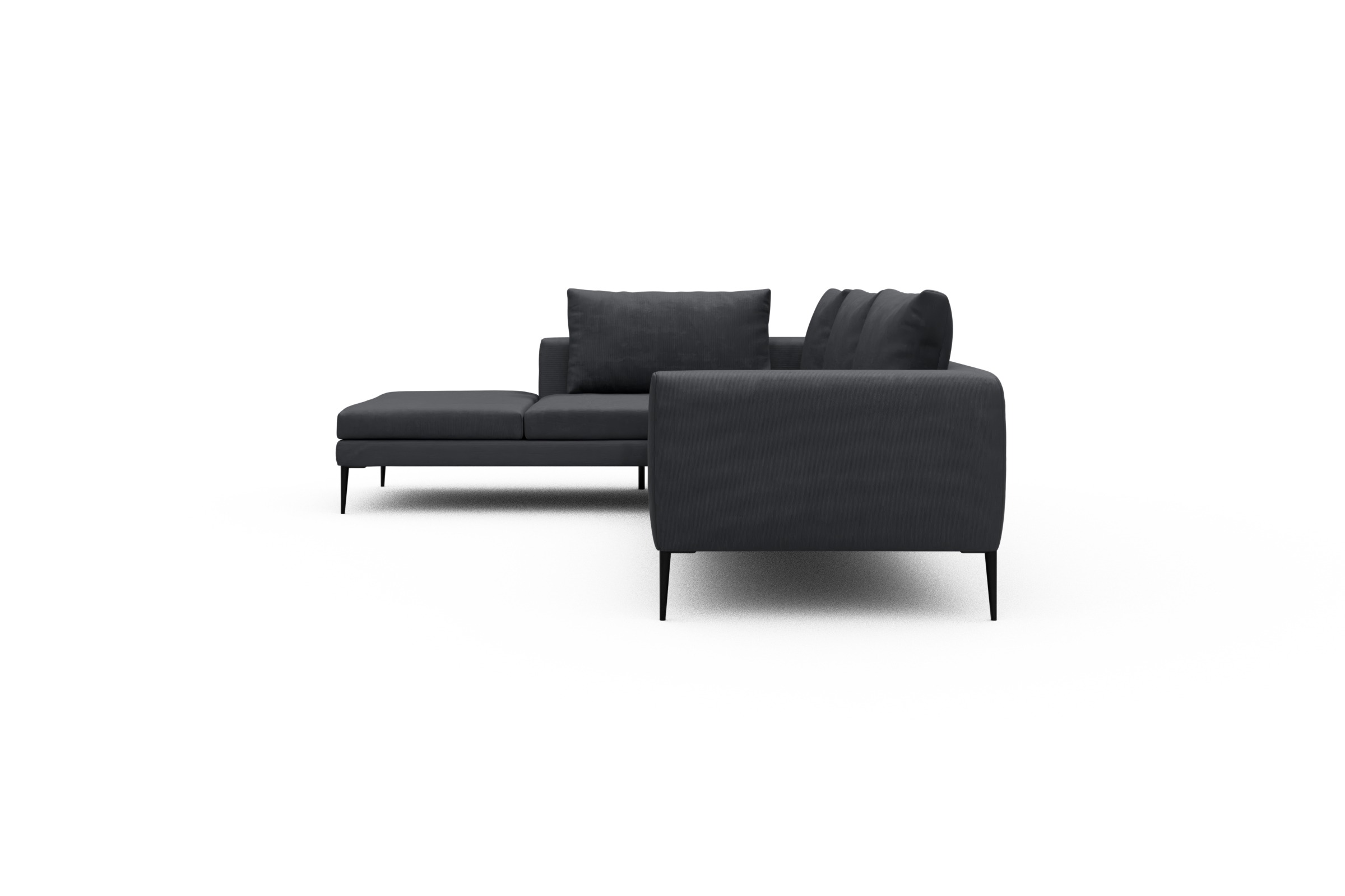 Ecksofa Paul Relax-Ecke rechts mit 3-Sitzer Cordufine-Slate-Grey