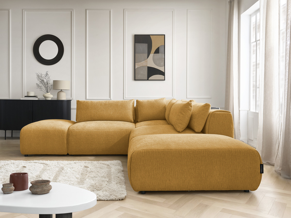 Bobochic Jana Ecksofa Strukturstoff Gelb