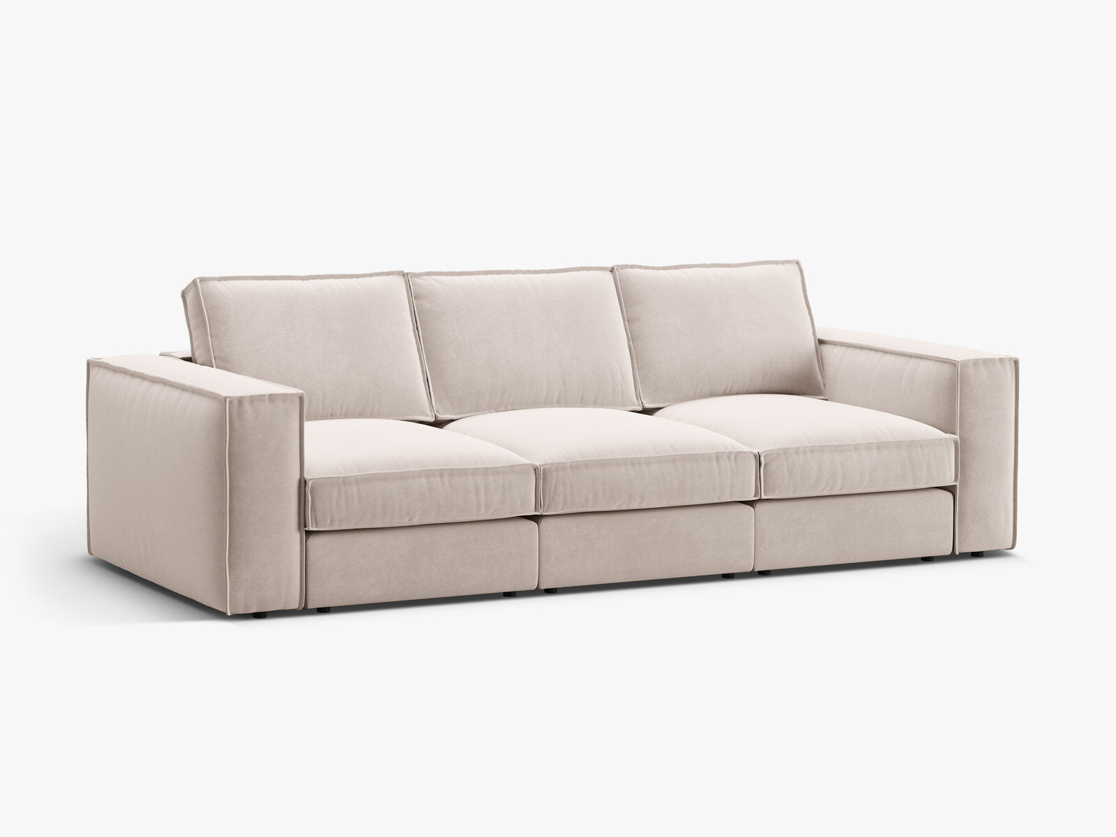 Micadoni modulares Sofa Pola 4-Sitzer Samt Salvador Beige