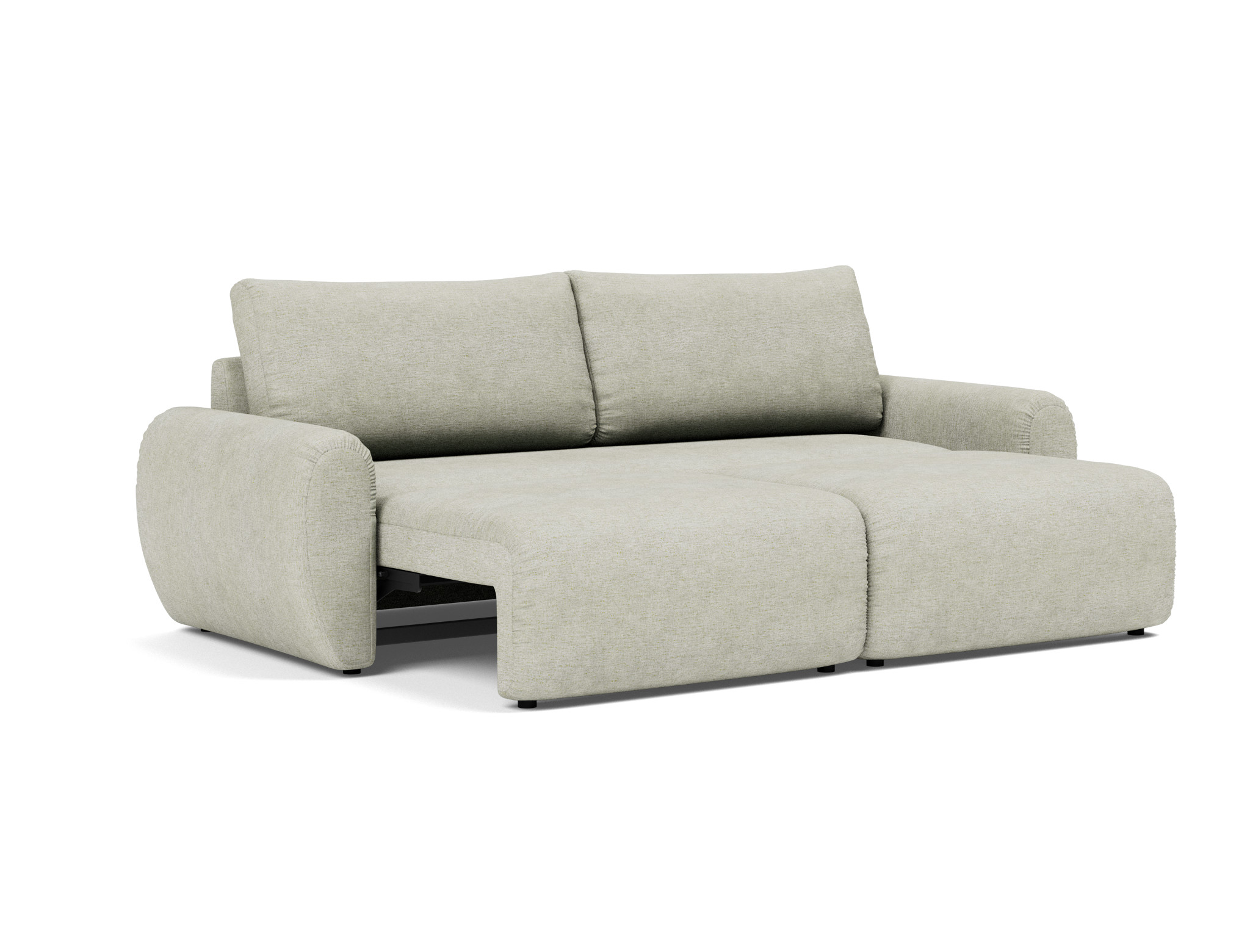 Schlafsofa Norum mit Curve-Armlehnen Flachgewebe Avella 280-Sand