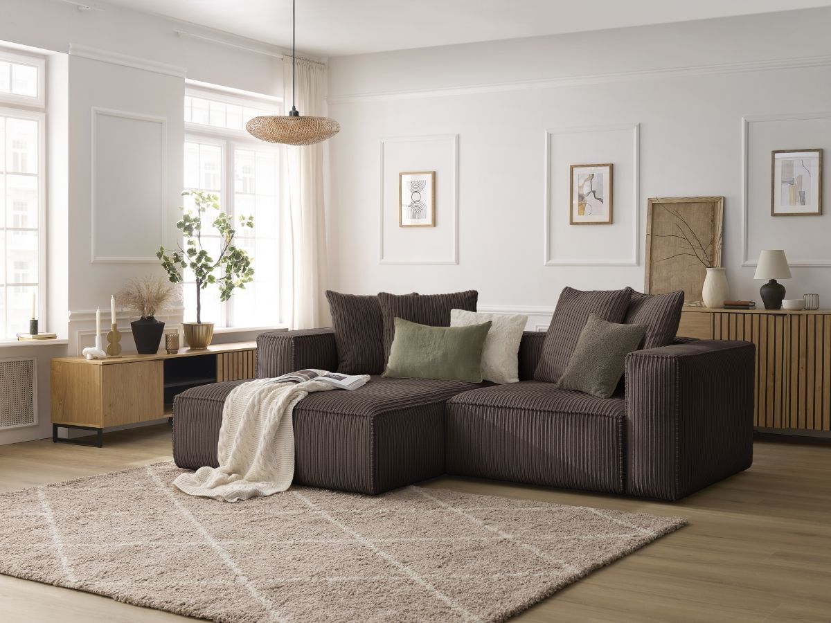 Bobochic Nina Ecksofa Cordsamt Braun Ecke links