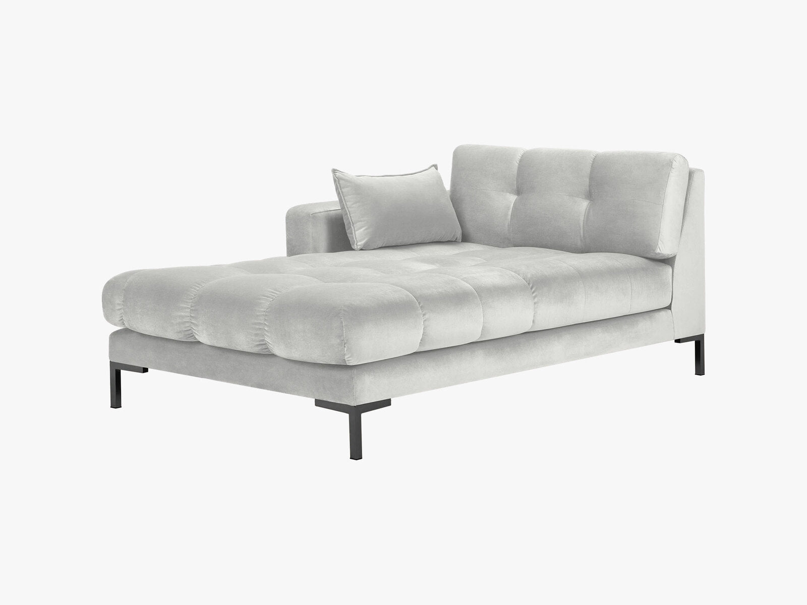 Micadoni Recamiere Mamaia 1-Sitzer Links Samt Bluvel Silber schwarze Beine