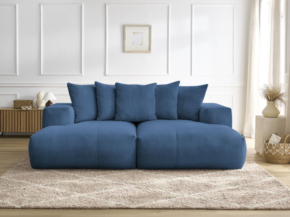 Bobochic Voltaire Sofa 4-Sitzer 248 × 170 cm Cordsamt Dunkelblau