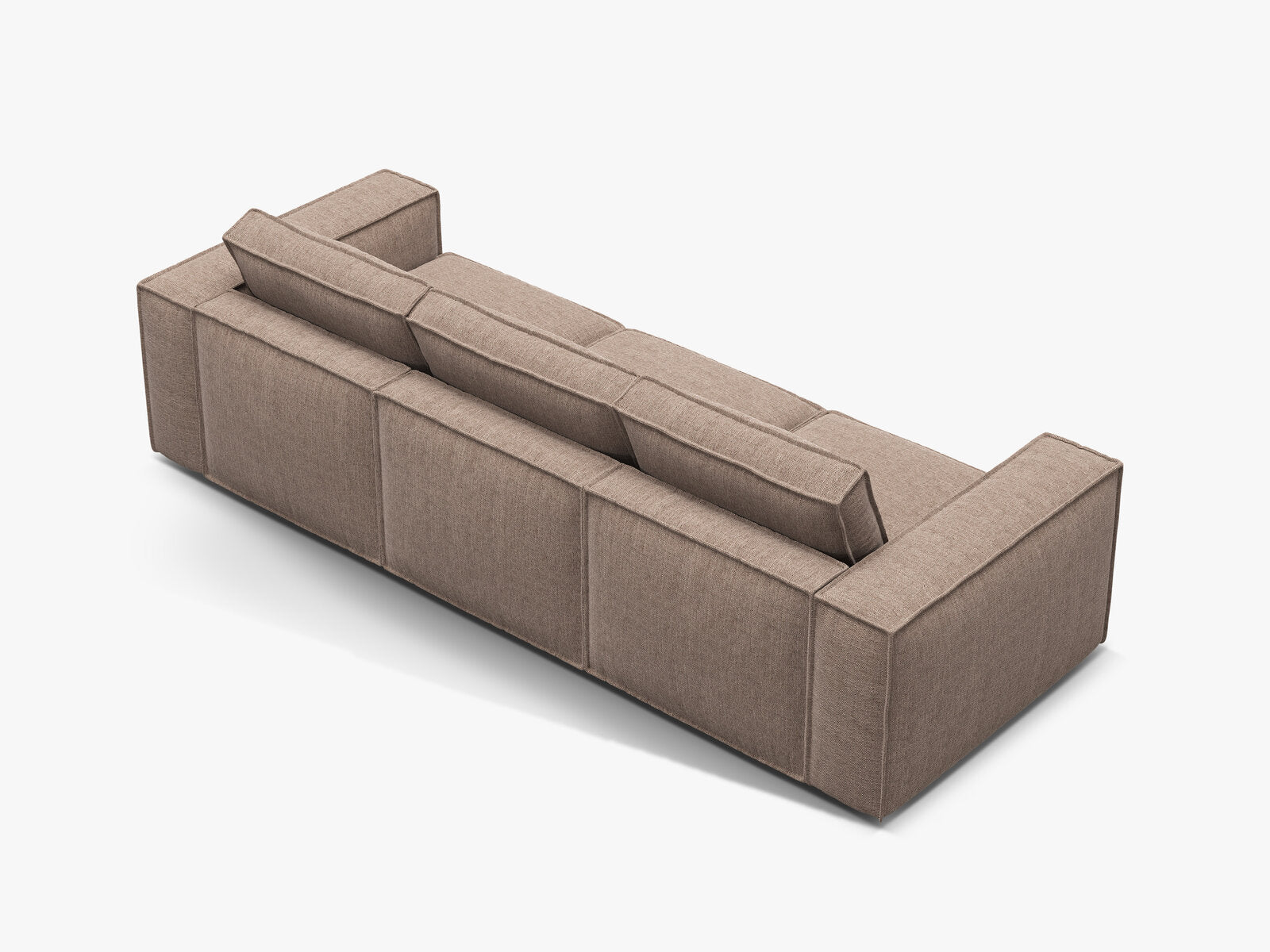Micadoni modulares Sofa Pola 4-Sitzer Strukturierter Stoff Babel Hellbraun