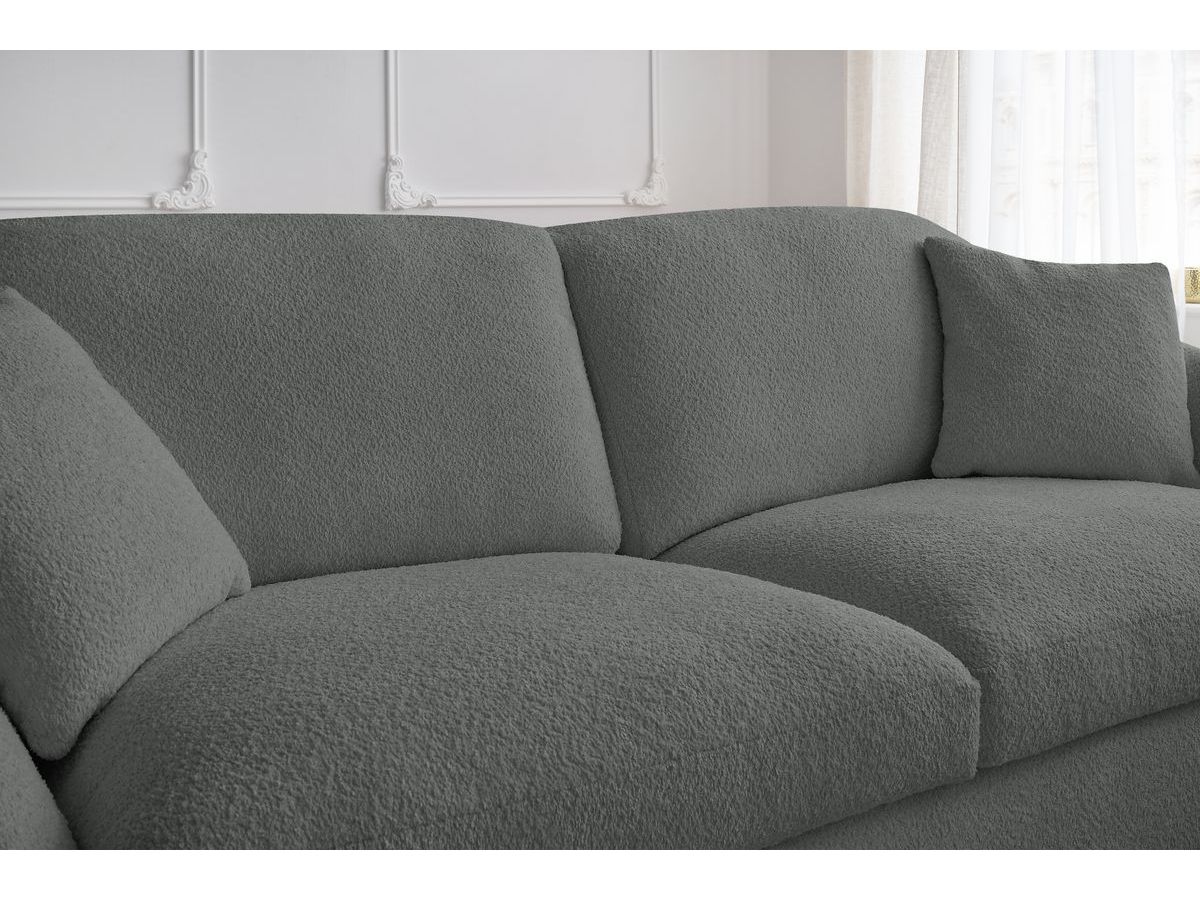 Bobochic Cezanne Schlafsofa 3-Sitzer Bouclé-Stoff Dunkelgrau, Liegefläche 140 × 194 cm