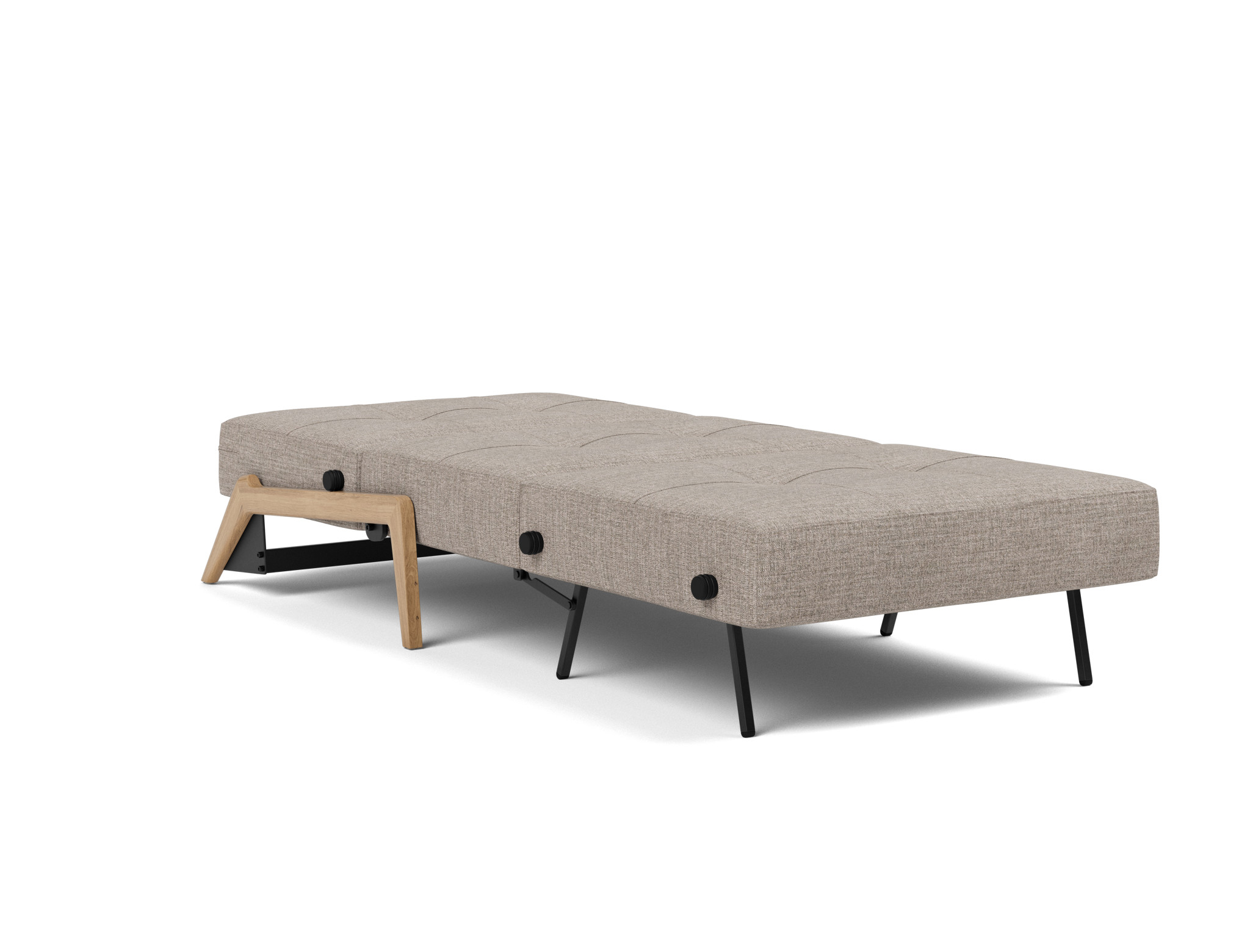 Schlafsessel Cubed 90 Chenille Yuveno 472-Warm-Grey Beine Eiche