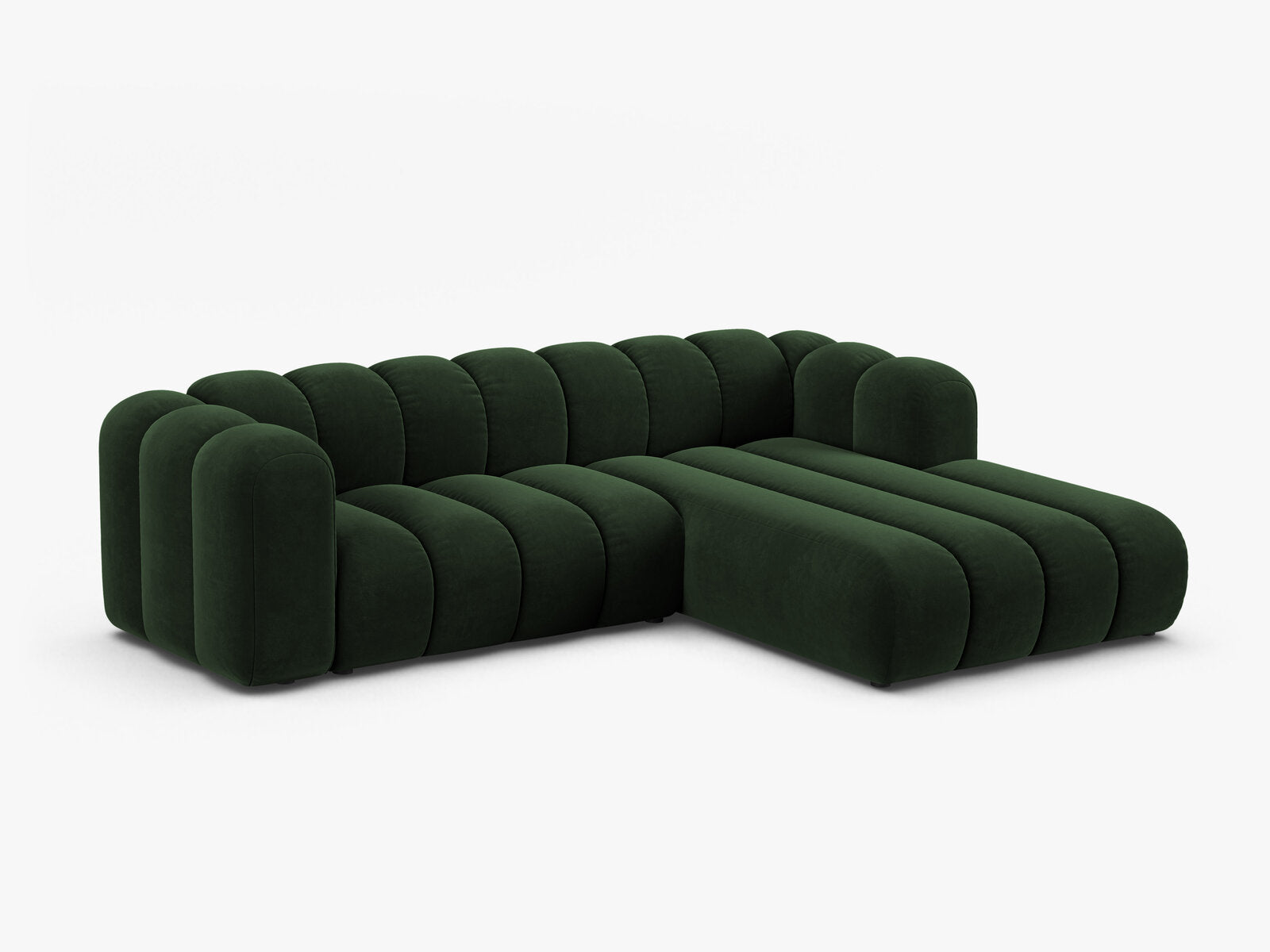 Micadoni Modulares Ecksofa Lupine 4-Sitzer mittelgroß Samt Venus Flaschengrün Rechts