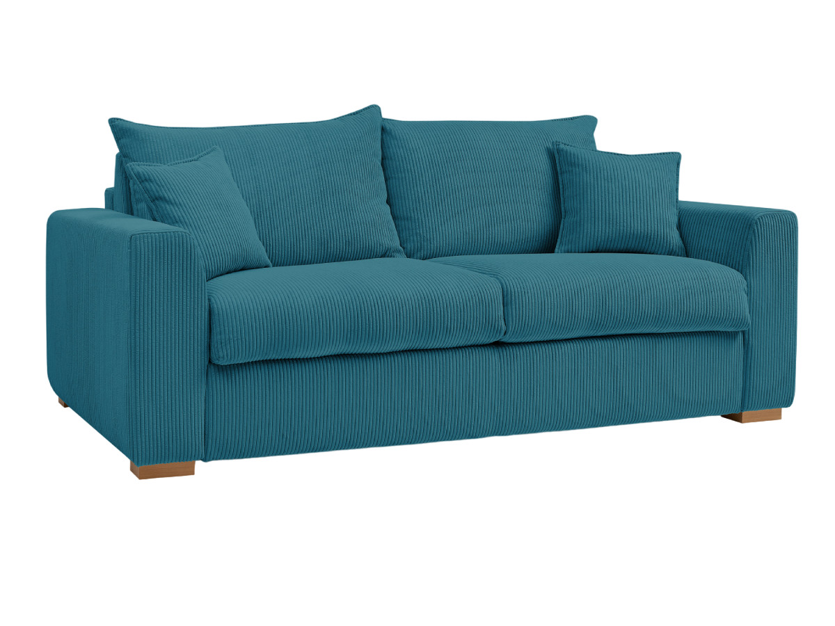 Bobochic Augustin Schlafsofa 3-Sitzer Cordsamt Hellblau, Liegefläche 140 × 200 cm