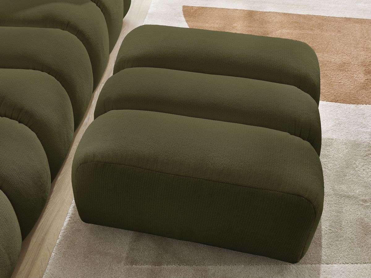 Bobochic Talia Sofa 3-Sitzer mit Pouf Melange-Stoff Grün