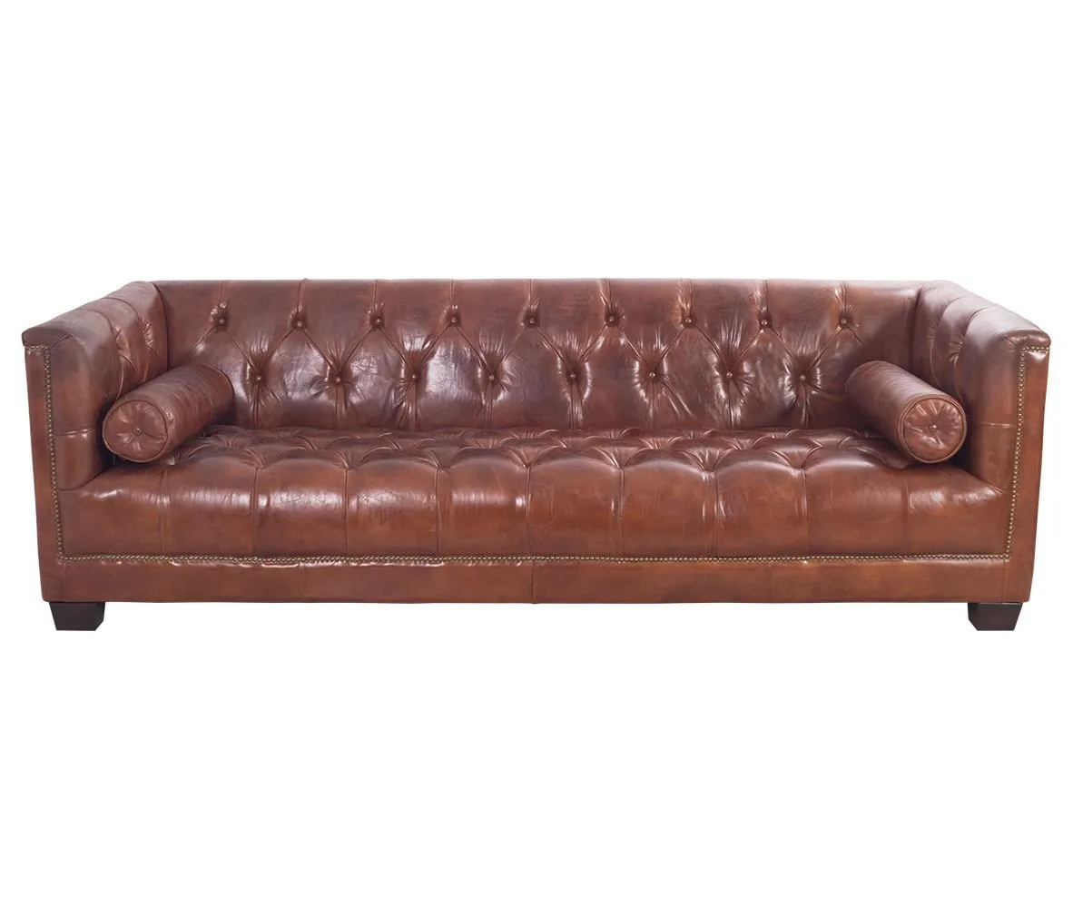 Chesterfield Glasgow - 3-Sitzer Sofa - Leder Vintage-Cigar