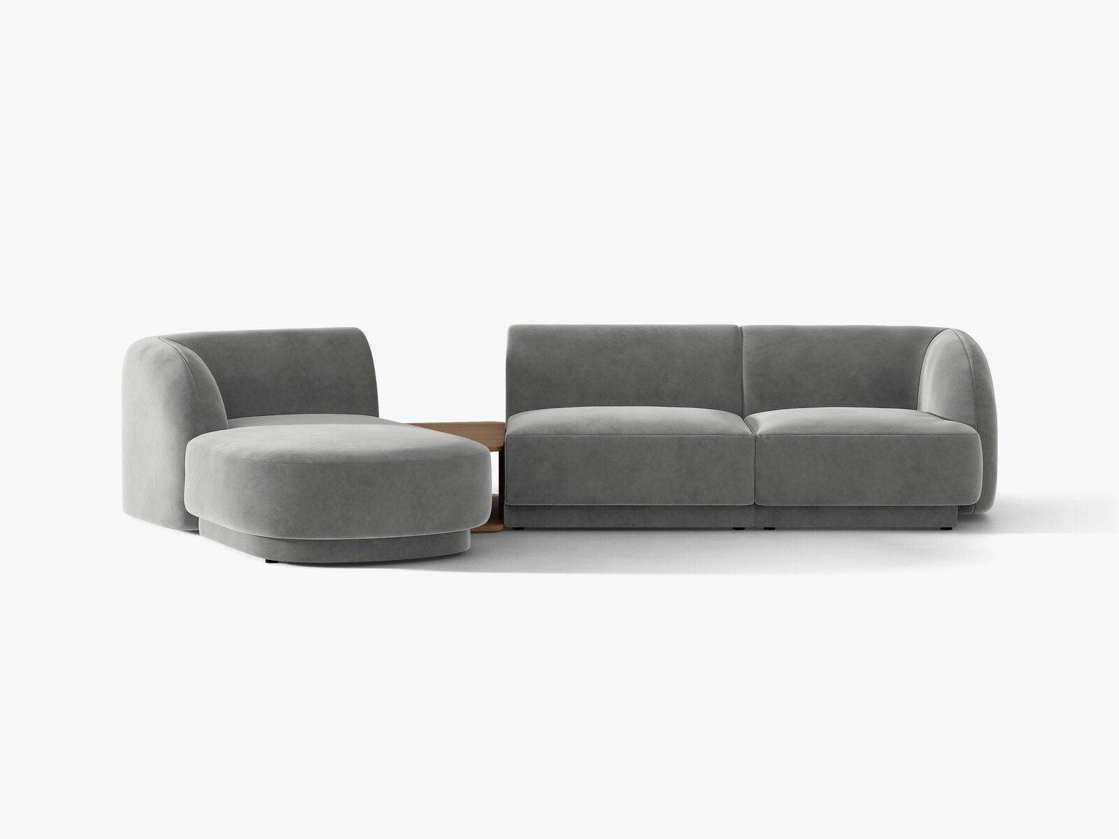 Micadoni Modulares Sofa Miley mit Recamiere 3-Sitzer Links Samt Venus Hellgrau