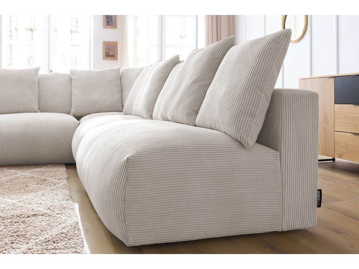 Bobochic Voltaire Ecksofa 322 × 268 cm Cordsamt Beige Ecke links