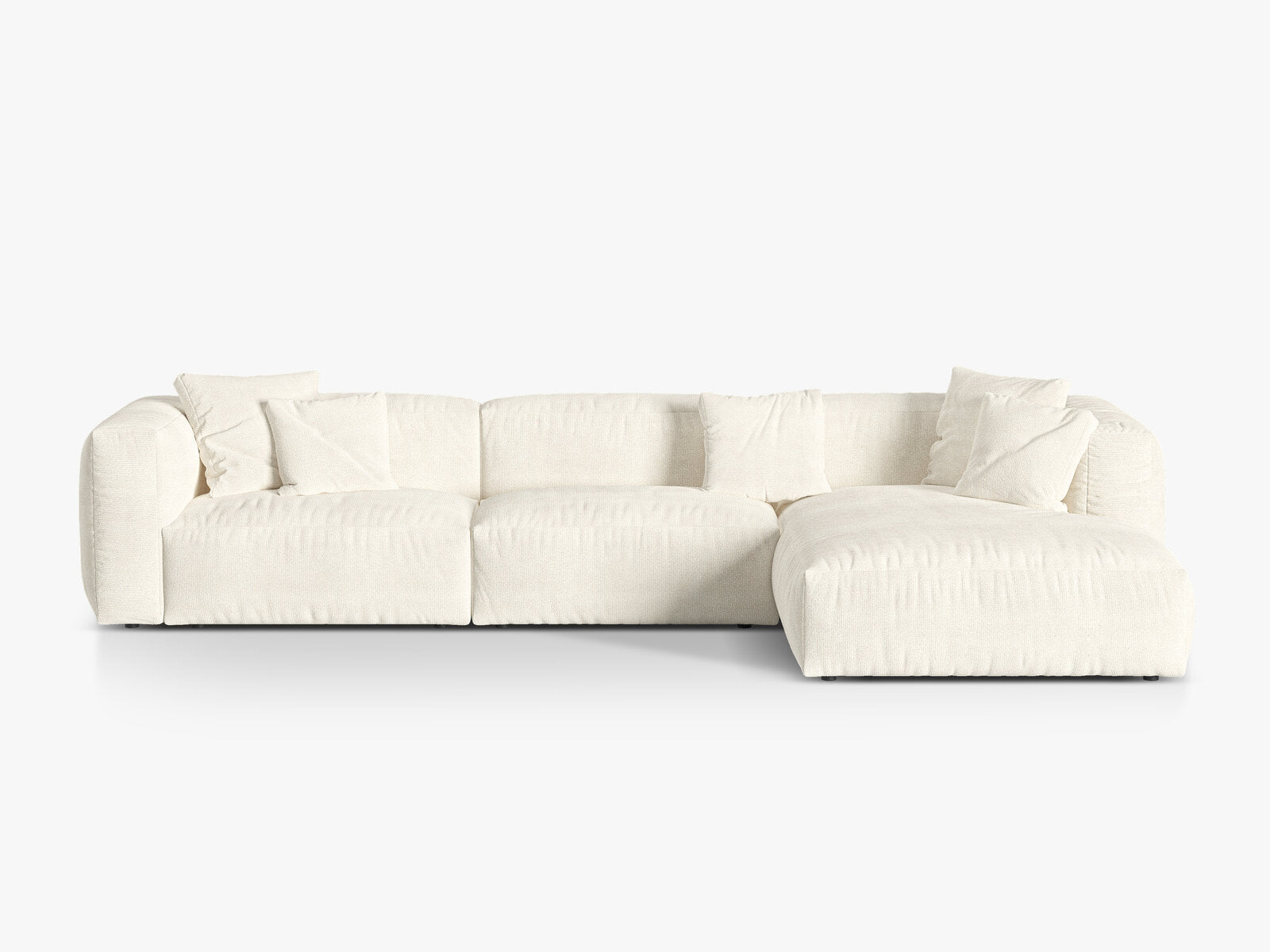Micadoni Ecksofa Martina 3-Sitzer Rechts Boucle Monet Elfenbein