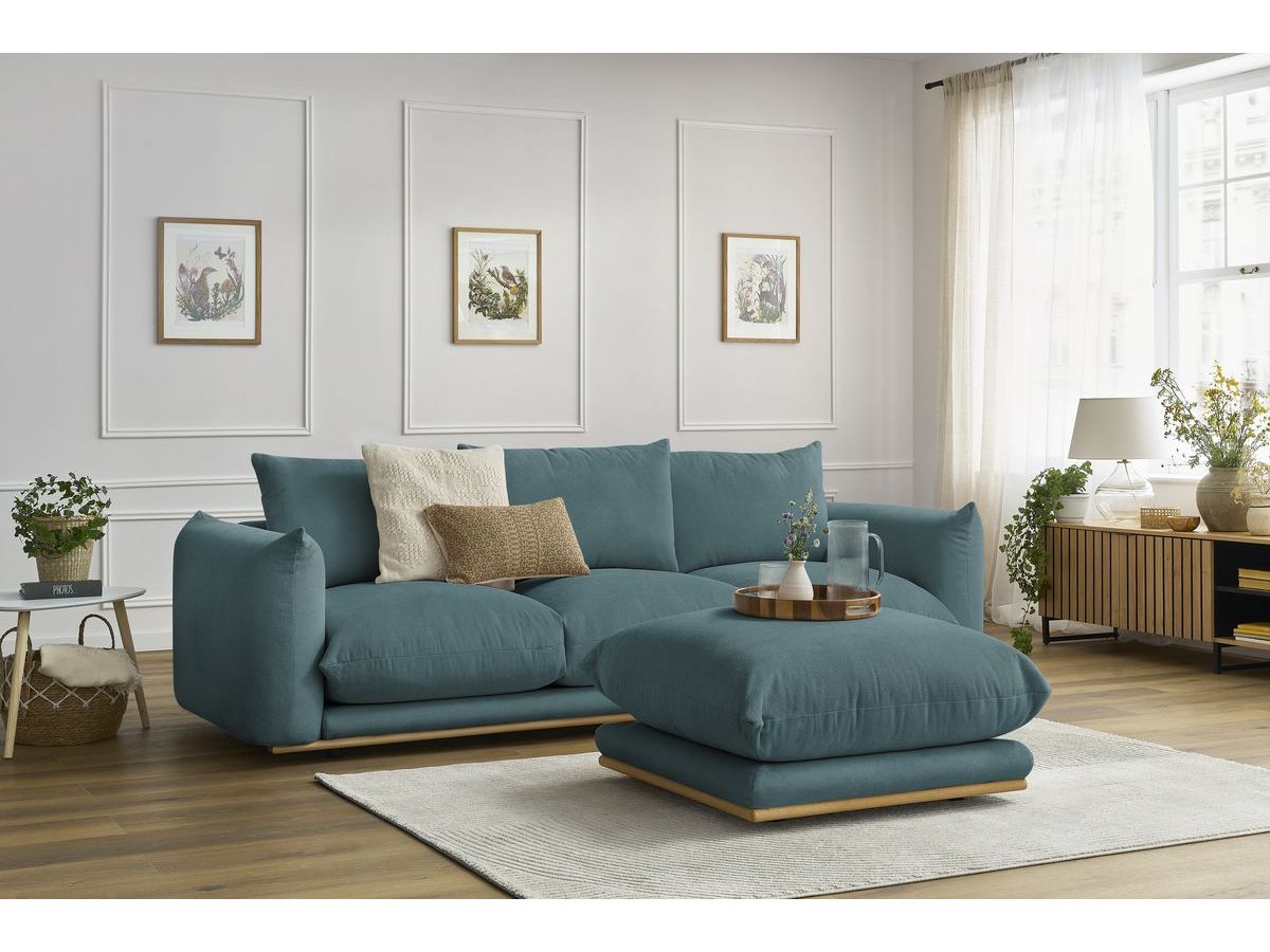 Bobochic Ernest Sofa 4-Sitzer mit Pouf Stoff Dunkelblau