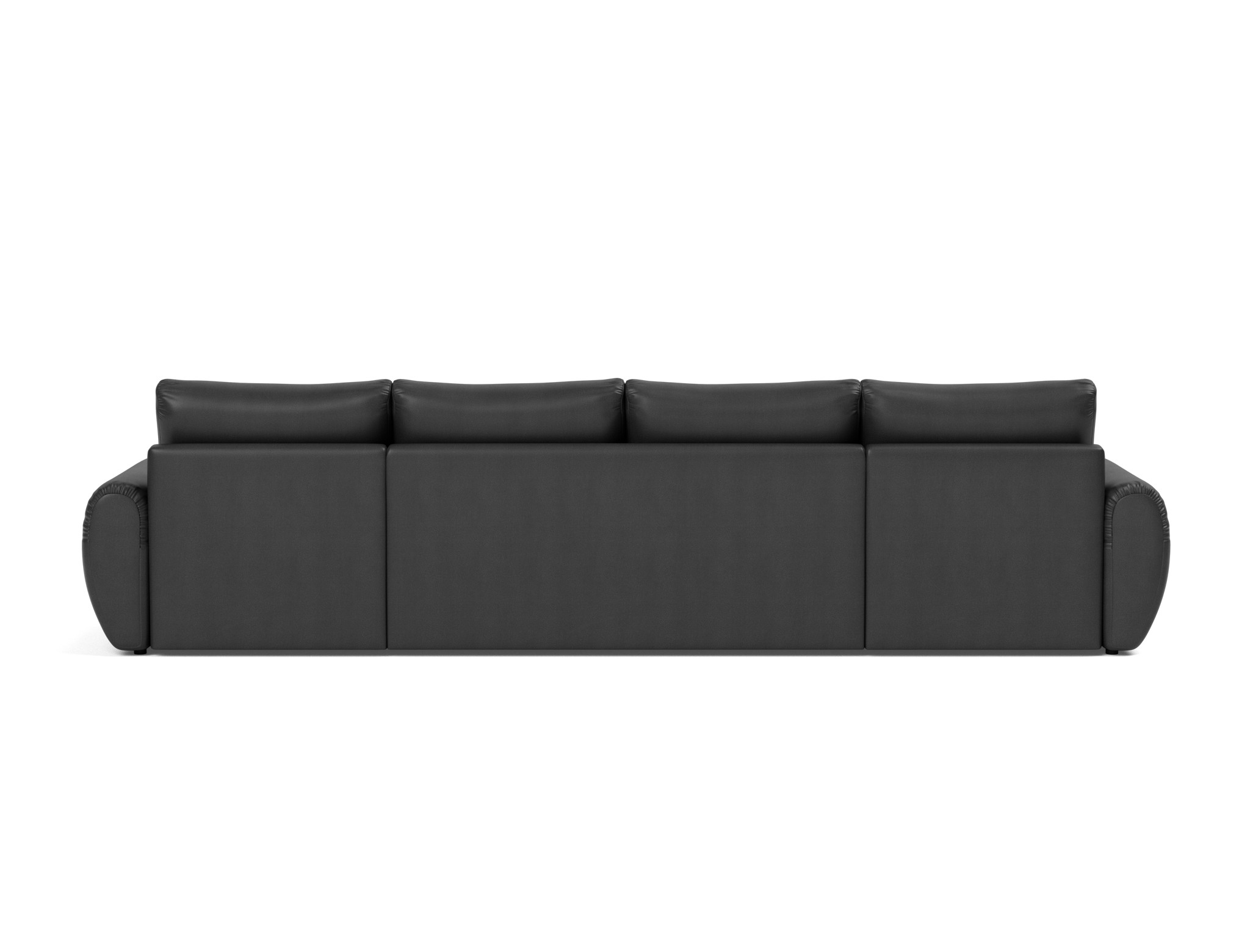 Schlafsofa Norum U-Form mit Curve-Armlehnen Lederoptik Faunal 550-Black