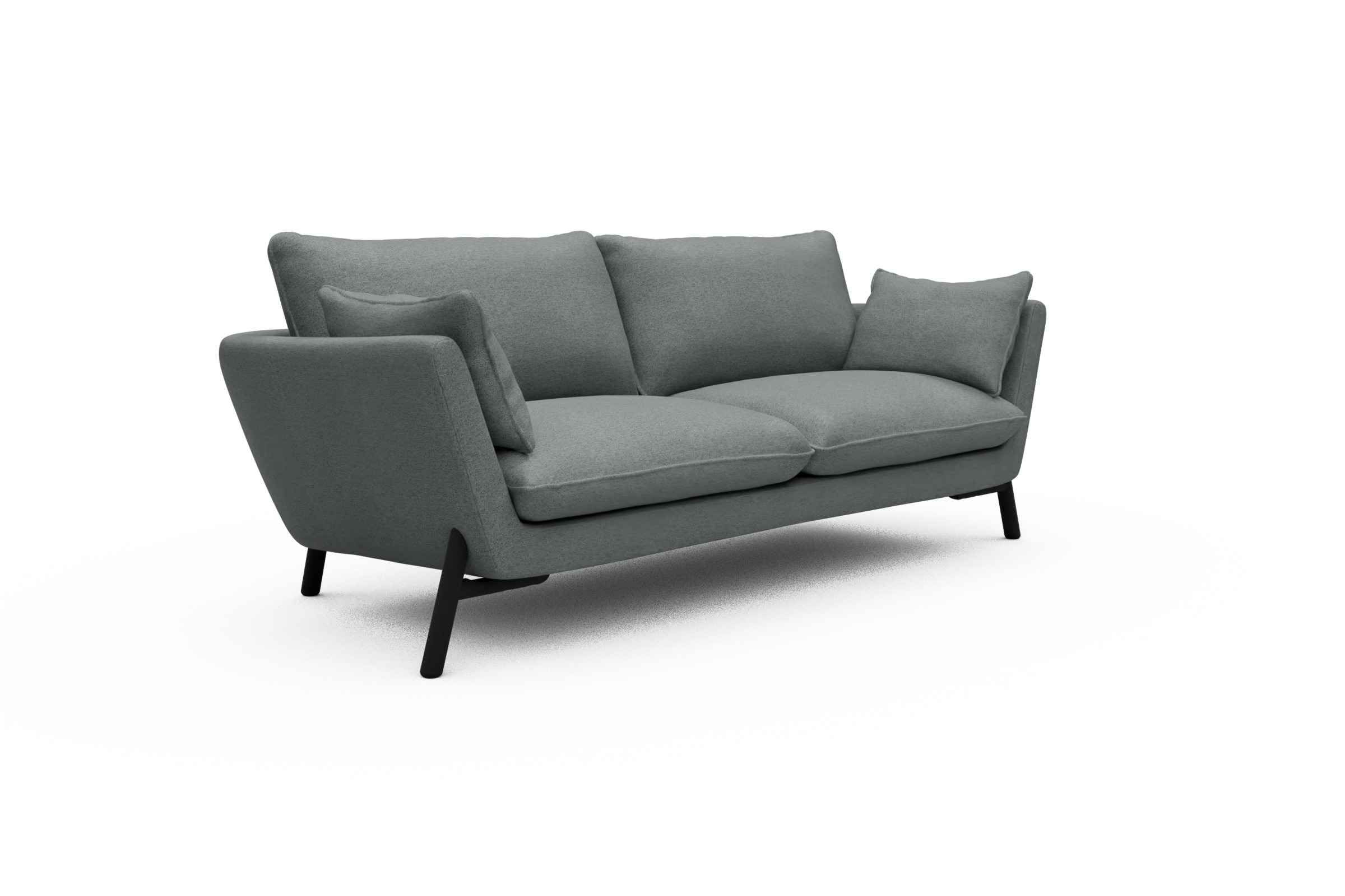 Sofa Emil 3-Sitzer Beinfarbe Eiche Schwarz Denari-Soft-Grey