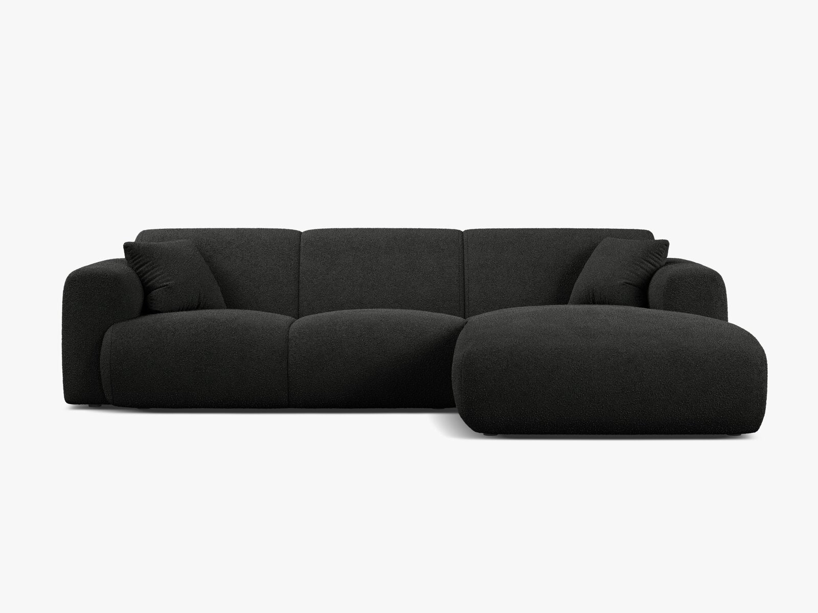 Micadoni Ecksofa Molino 4-Sitzer Rechts Boucle Baloo Schwarz