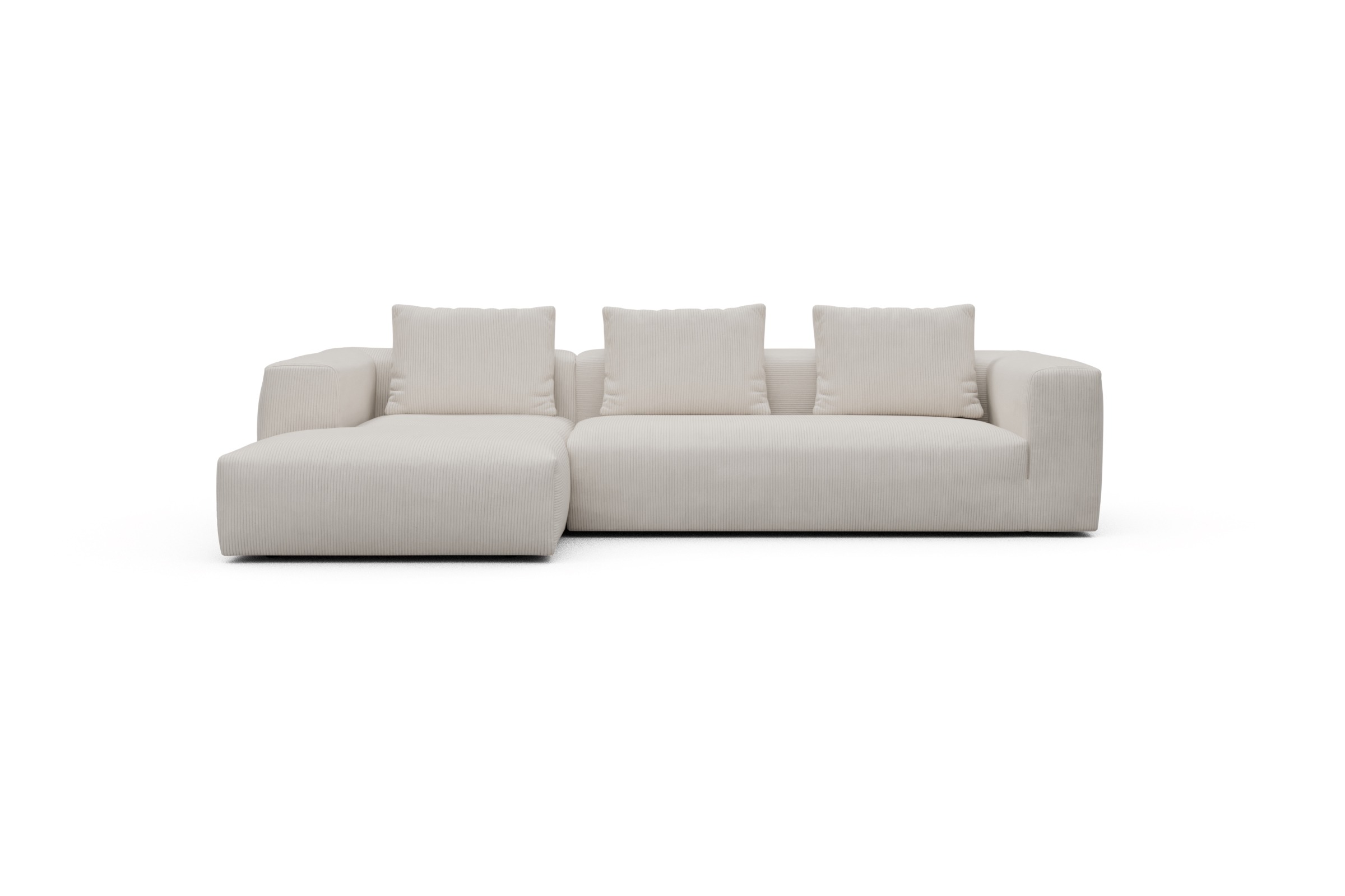 Skandi Home Ecksofa Fred Chaiselongue links mit 2,5-Sitzer Corduroy-Ivory moebelfaktor