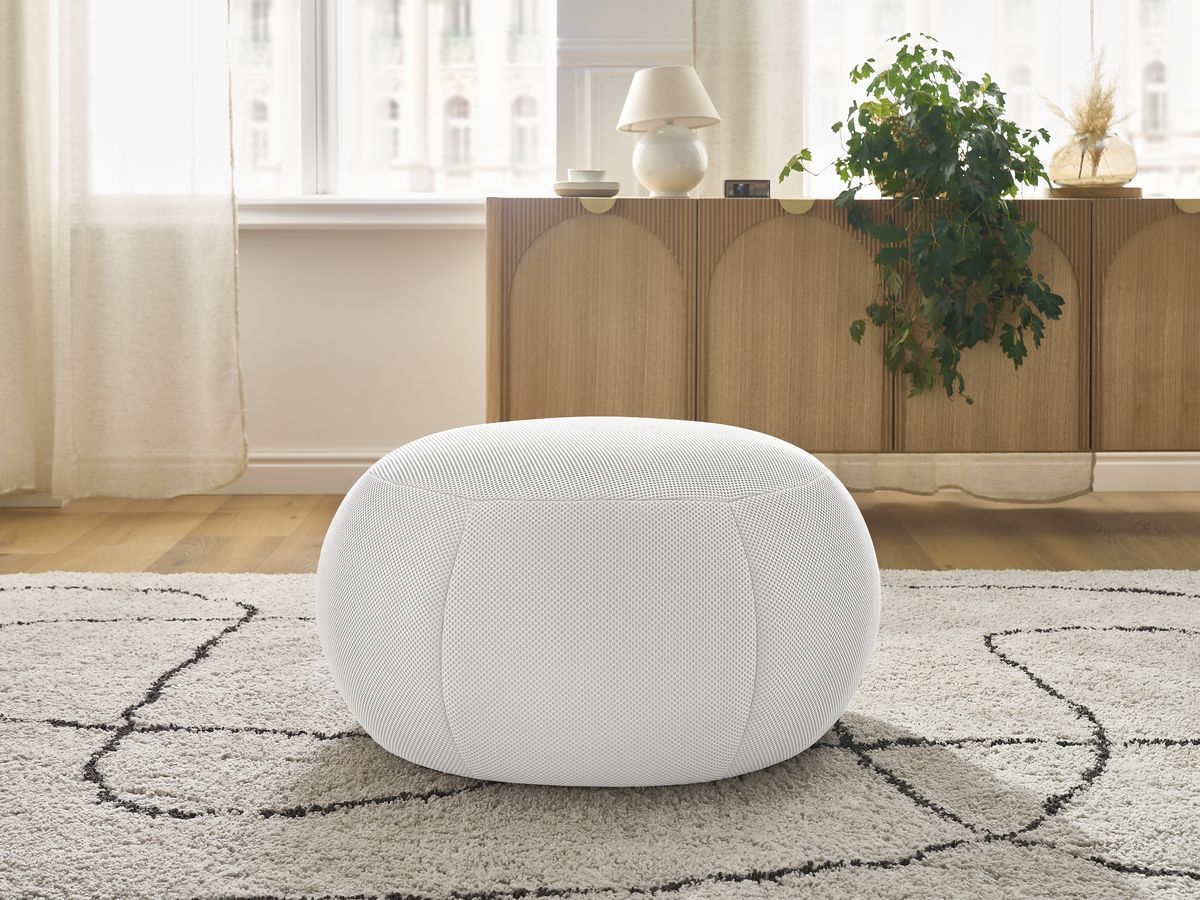 Bobochic Hayden Pouf, rund Mesh-Stoff Weiß, 76 cm