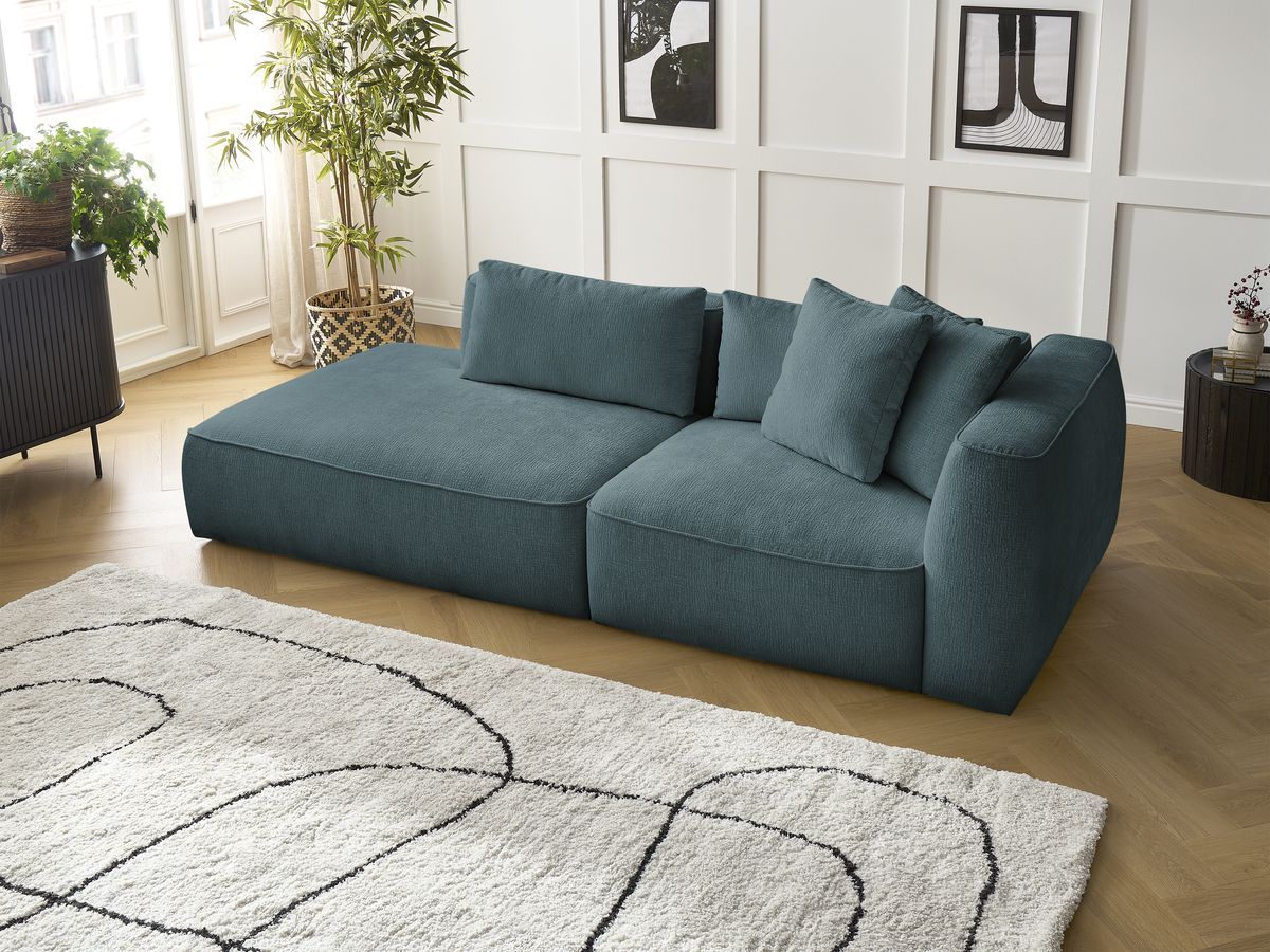 Bobochic Leopold Sofa 3-Sitzer Strukturstoff Dunkelblau Armlehne rechts