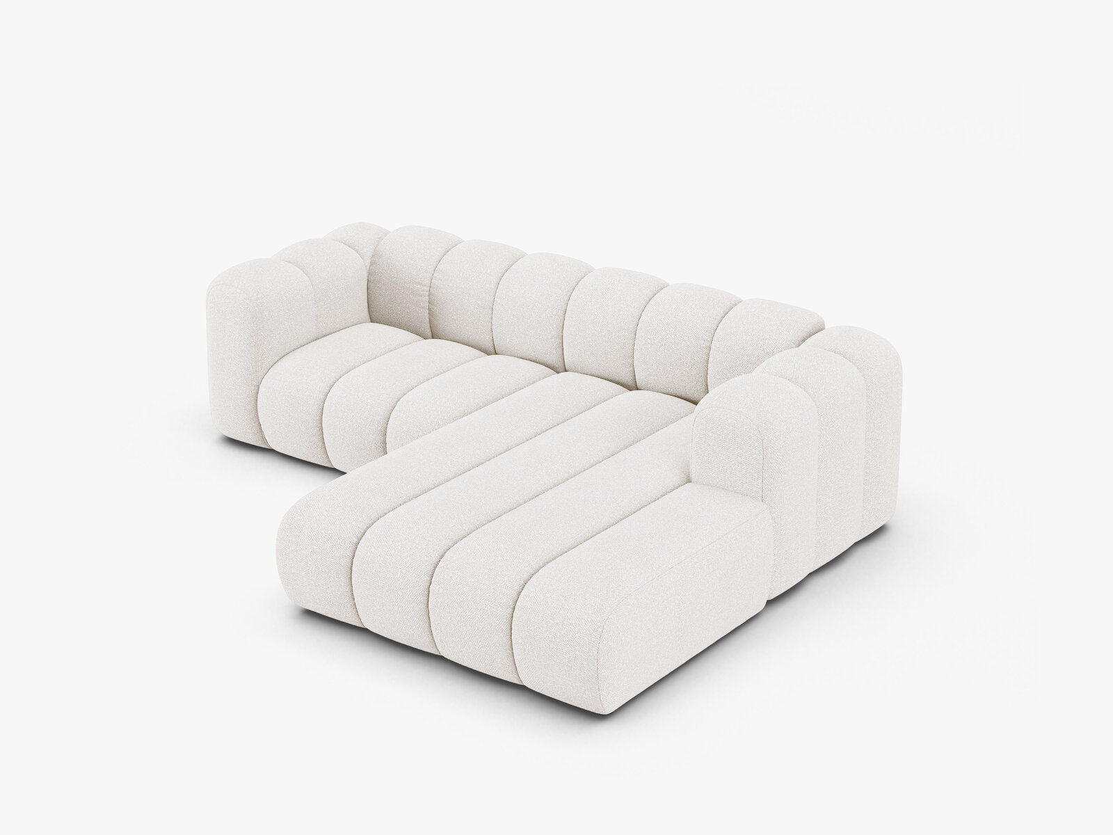Micadoni Modulares Ecksofa Lupine 3-Sitzer Rechts Boucle Baloo Weiß