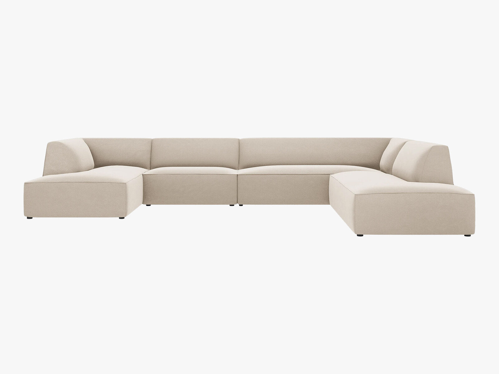 Micadoni Panorama-Ecksofa Ruby 7-Sitzer Rechts Samt Salvador Beige