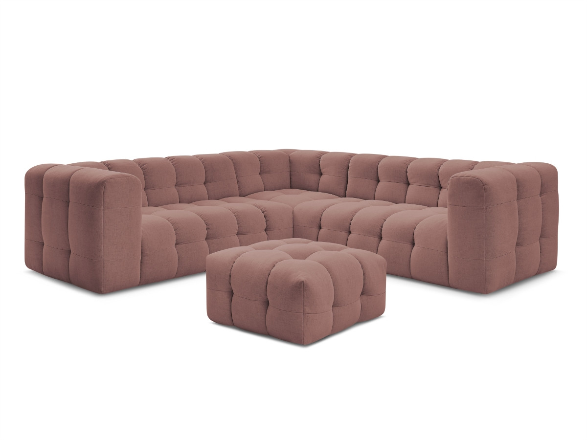 Bobochic Cloud Ecksofa mit Pouf 268 × 110 cm Stoff Rosa