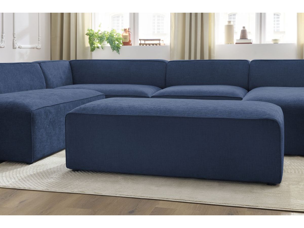 Bobochic Megeve Wohnlandschaft mit Pouf Strukturstoff Dunkelblau Ecke rechts