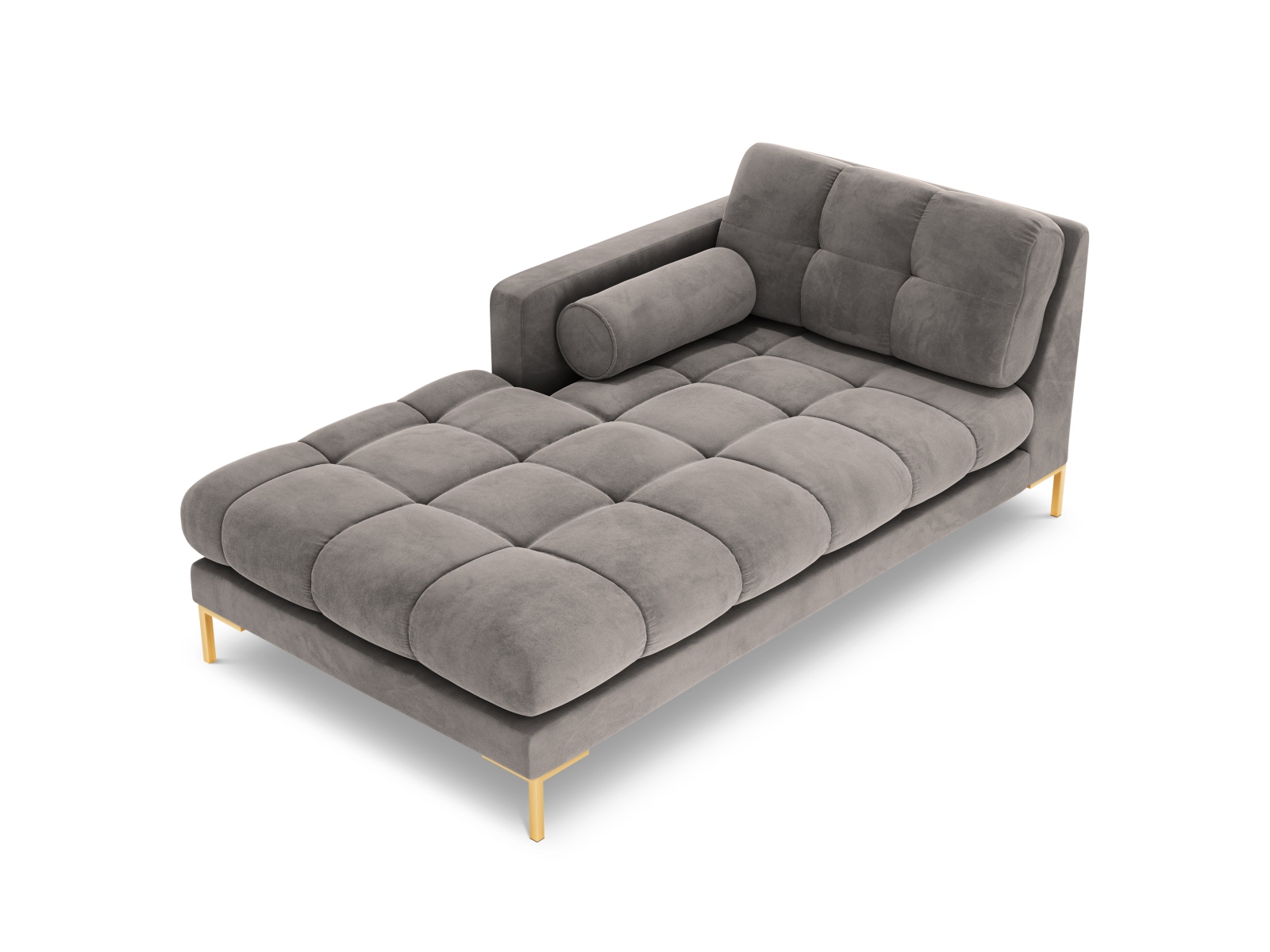 Cosmopolitan Design Chaiselongue Bali Samt Bluvel Hellgrau Links Beine Gold