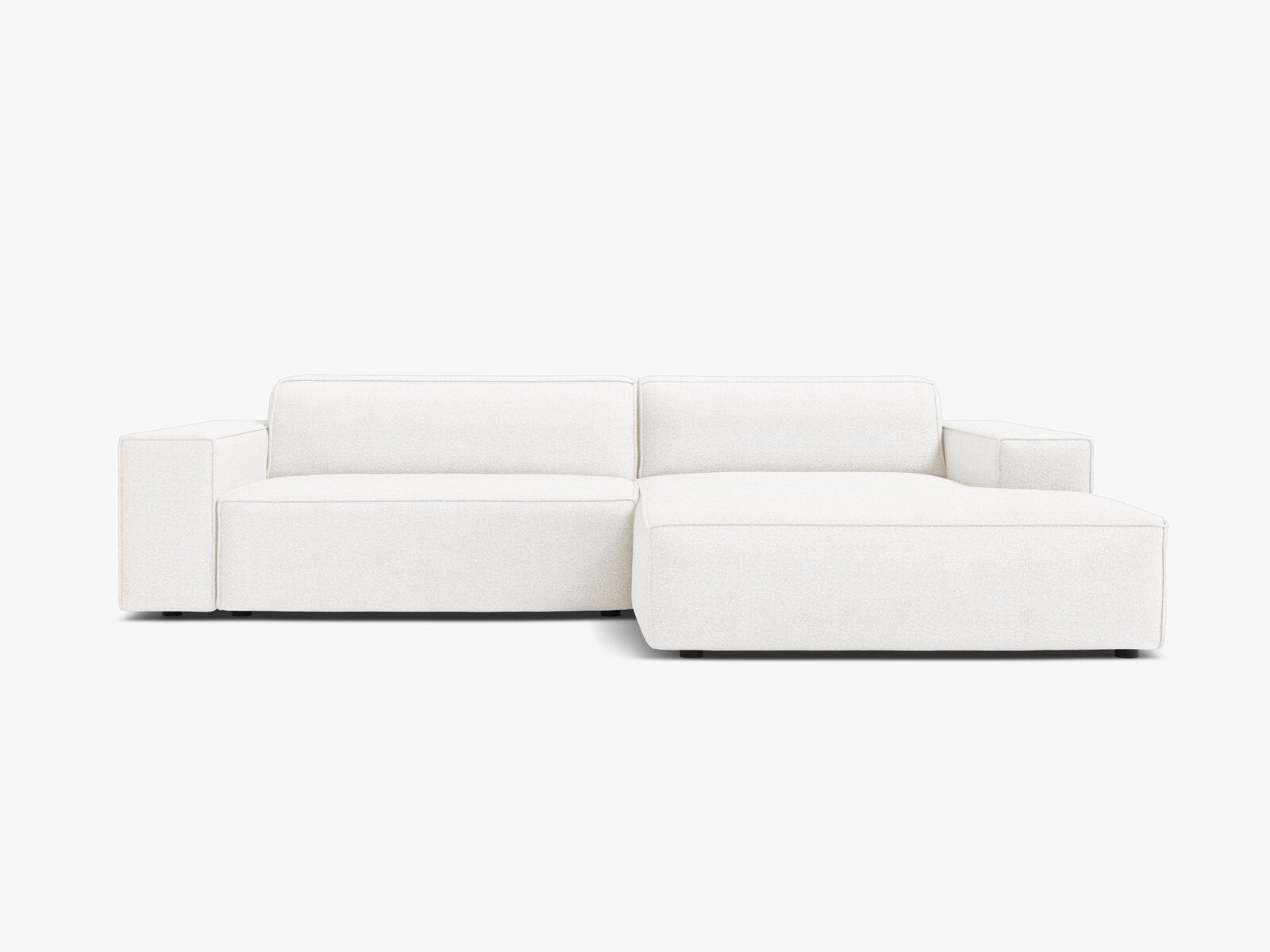 Micadoni Ecksofa Jodie 3-Sitzer Rechts Boucle Baloo Weiß