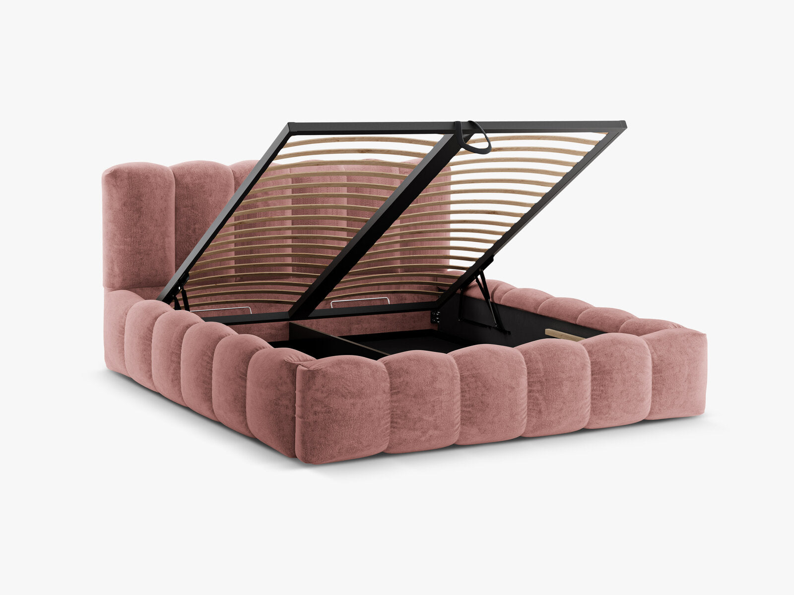 Micadoni Stauraumbett mit Kopfteil Lupine Chenille Perfect Harmony Rosa