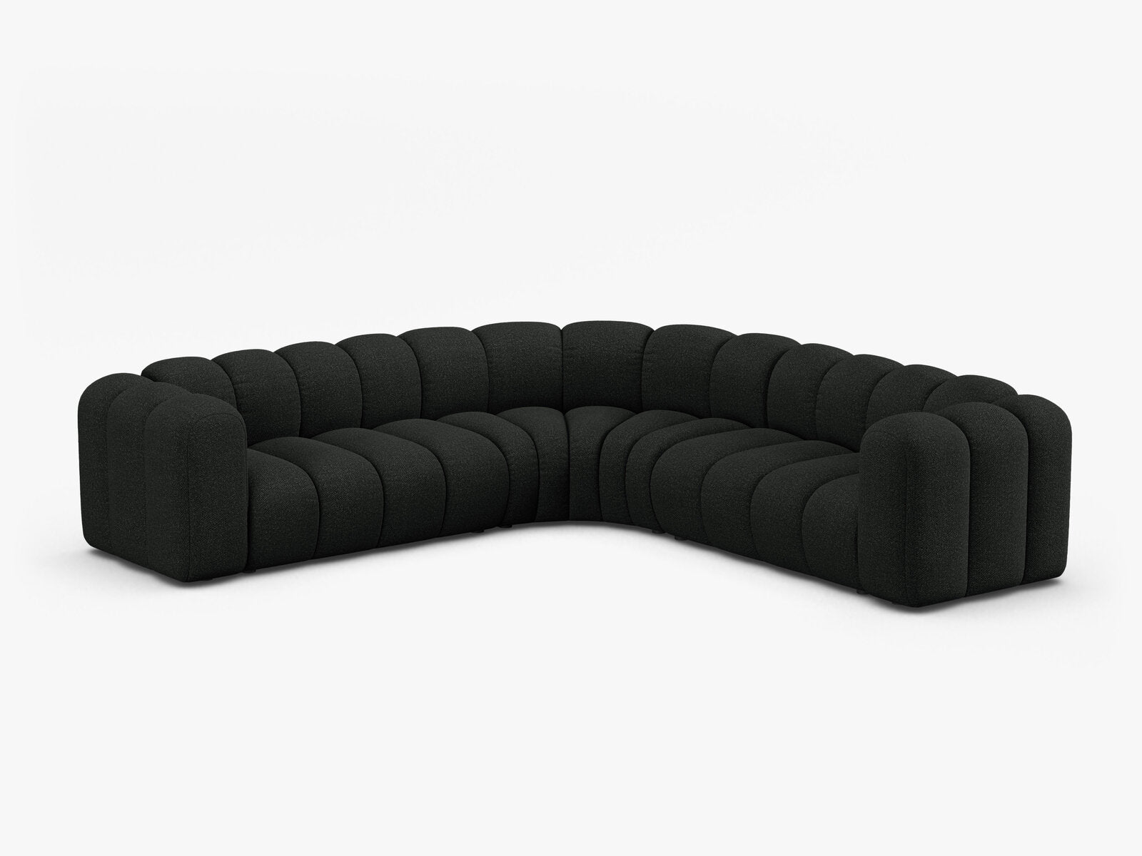 Micadoni symmetrisches Ecksofa Lupine 5-Sitzer mittelgroß Boucle Baloo Schwarz