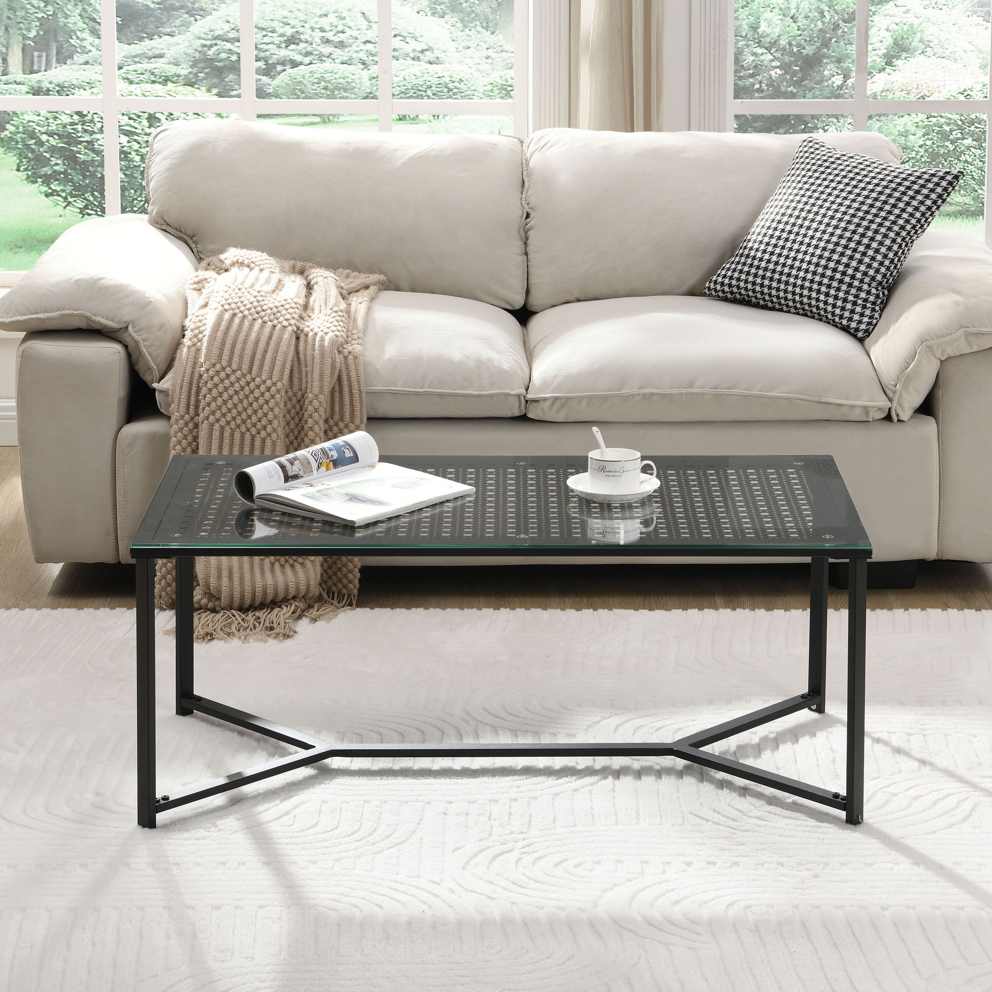 Couchtisch Isfjord Glas Schwarz 100 × 50 × 42 cm
