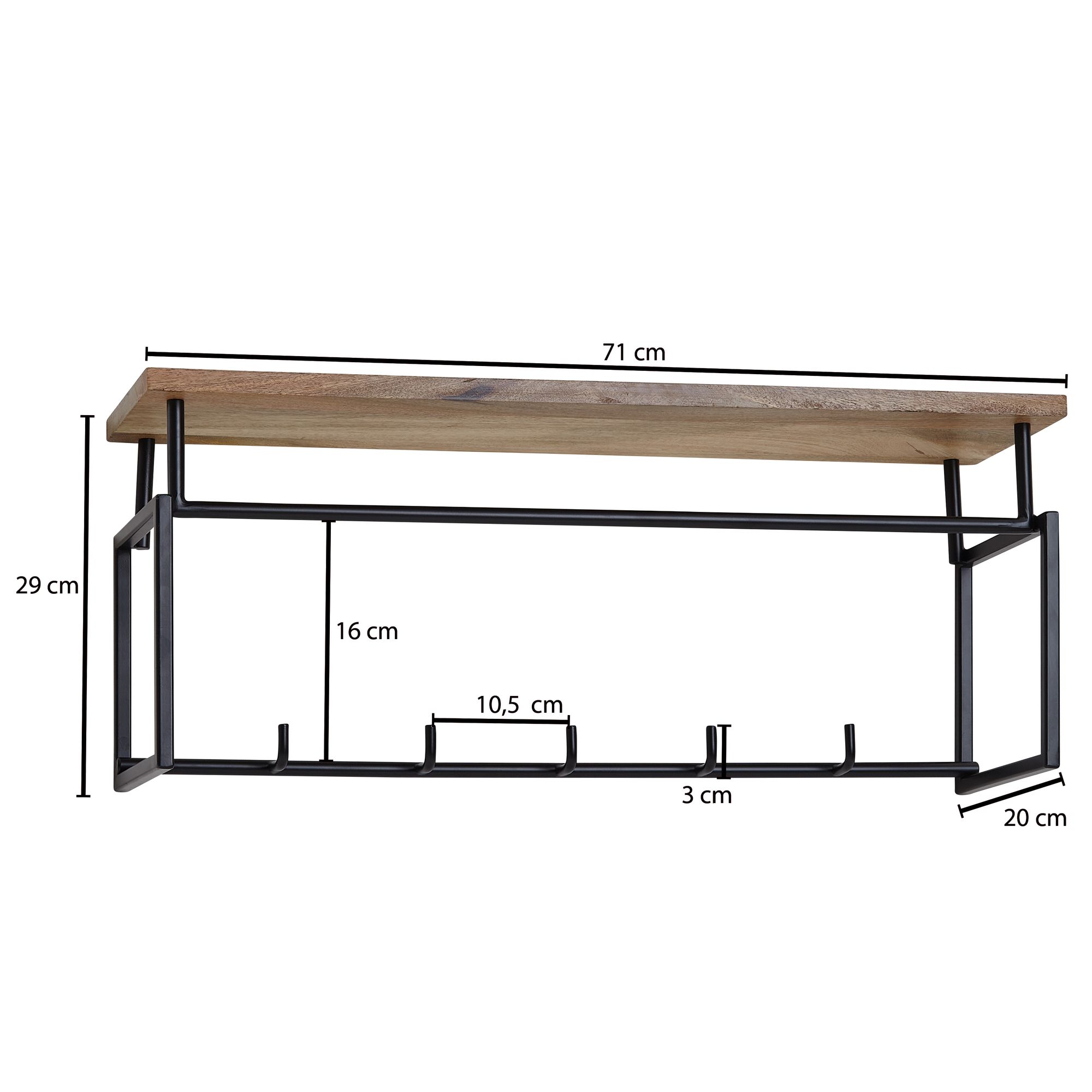 Wandgarderobe Tananger Massivholz Mango 71 × 20 × 29 cm