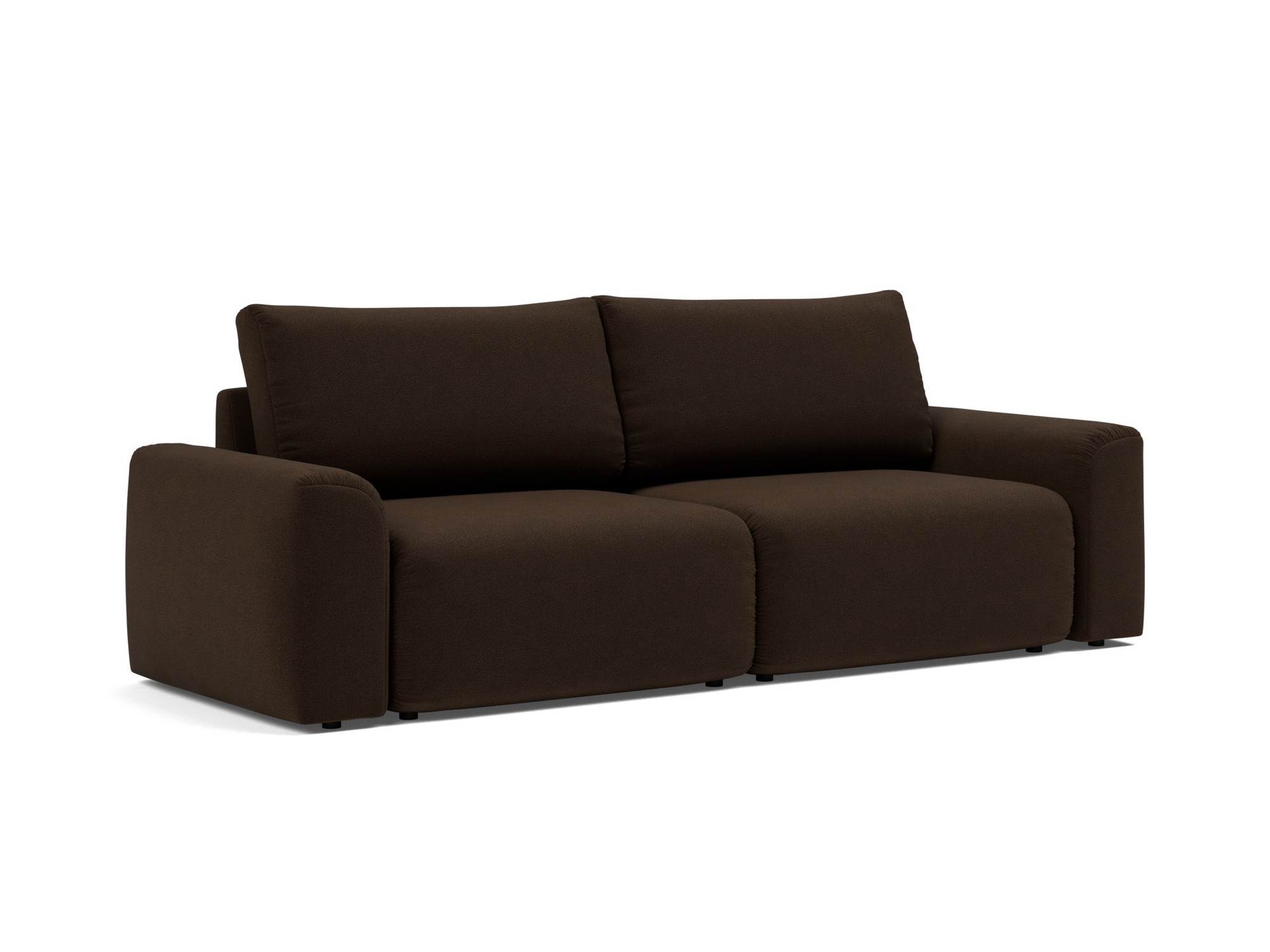 Schlafsofa Norum mit Chunky-Armlehnen Strukturierter Stoff Taura 358-Chocco