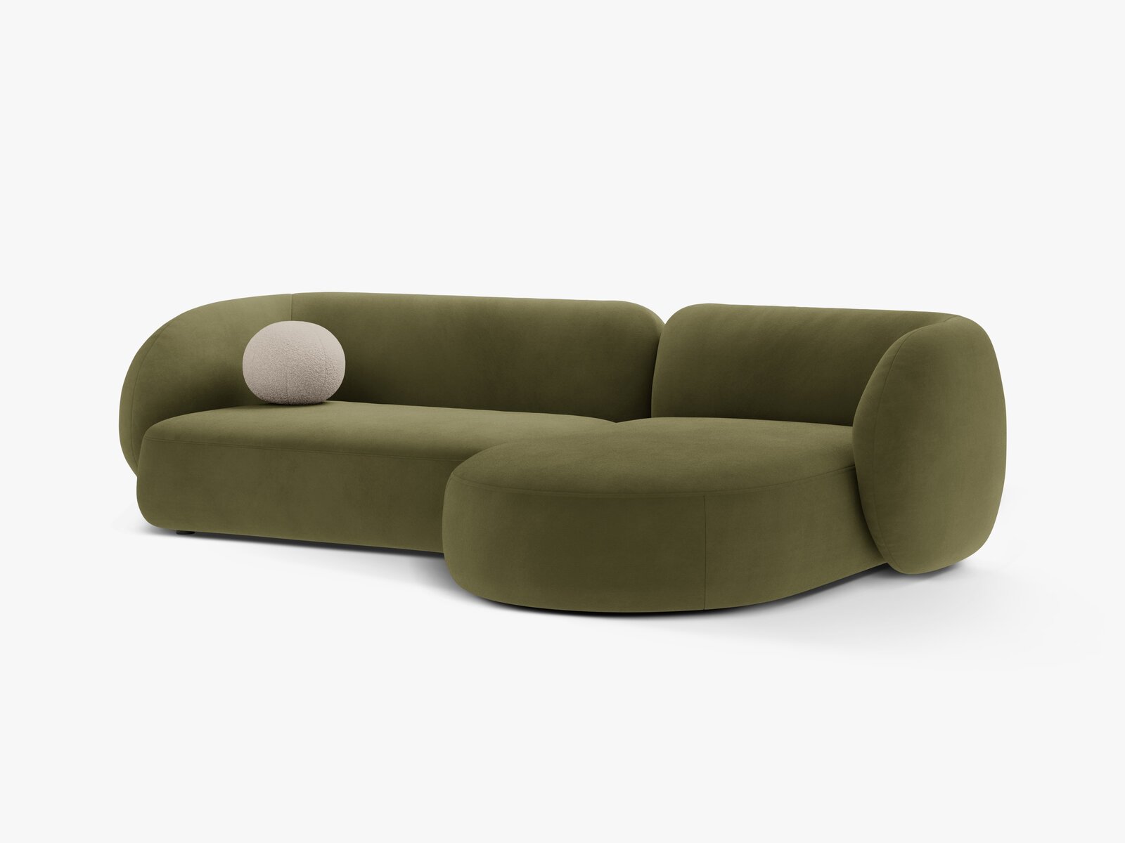 Micadoni Ecksofa Kate 3-Sitzer Rechts Samt Grün
