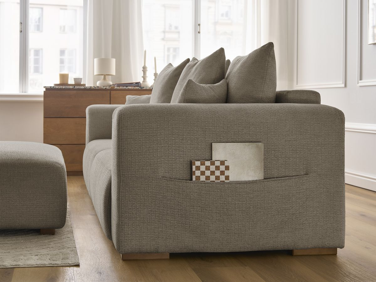 Bobochic Sidonie Sofa 4-Sitzer mit Pouf Melange-Stoff Taupe